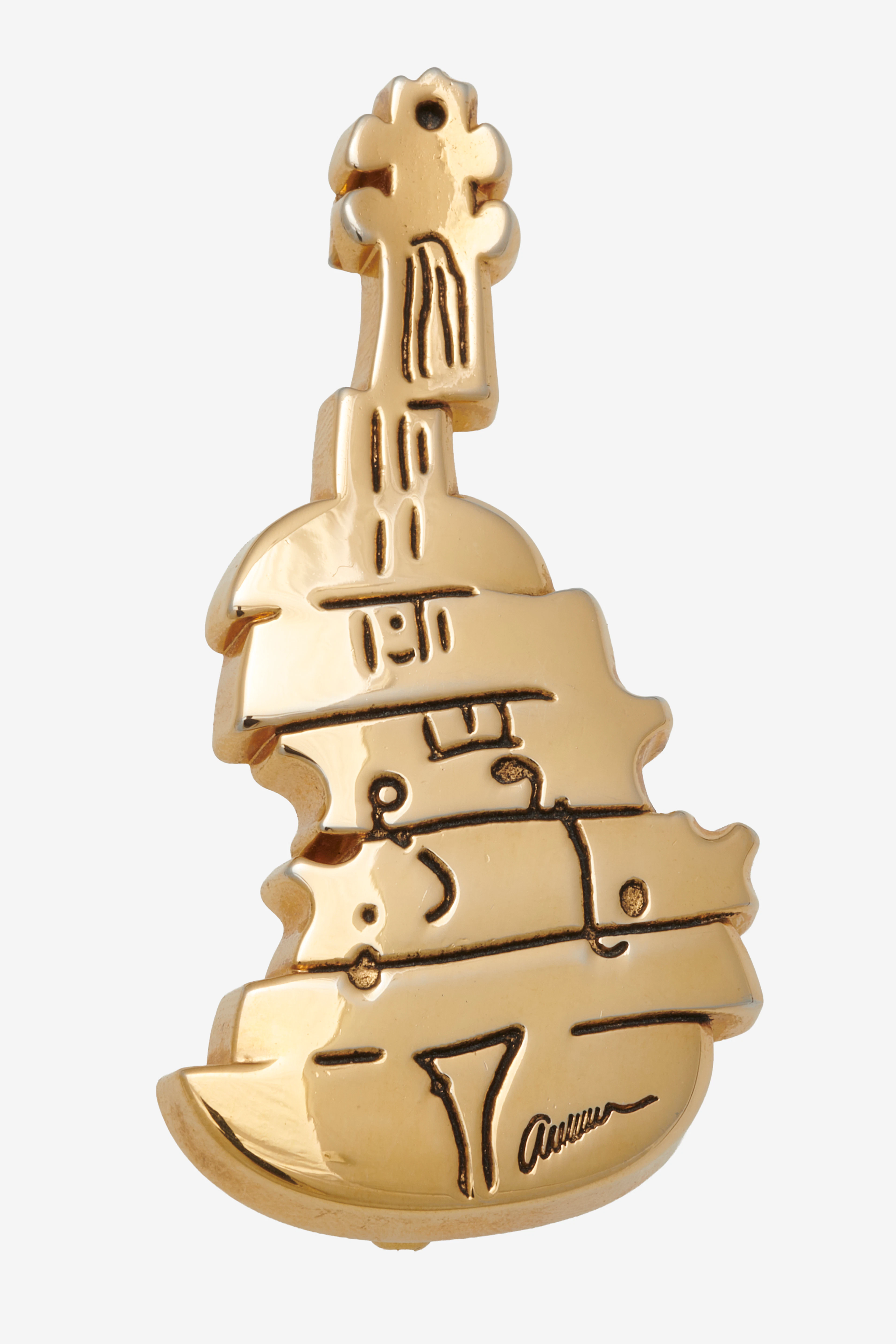 Armand FERNANDEZ dit ARMAN (1928-2005) Broche-pendentif "Violon découpé"