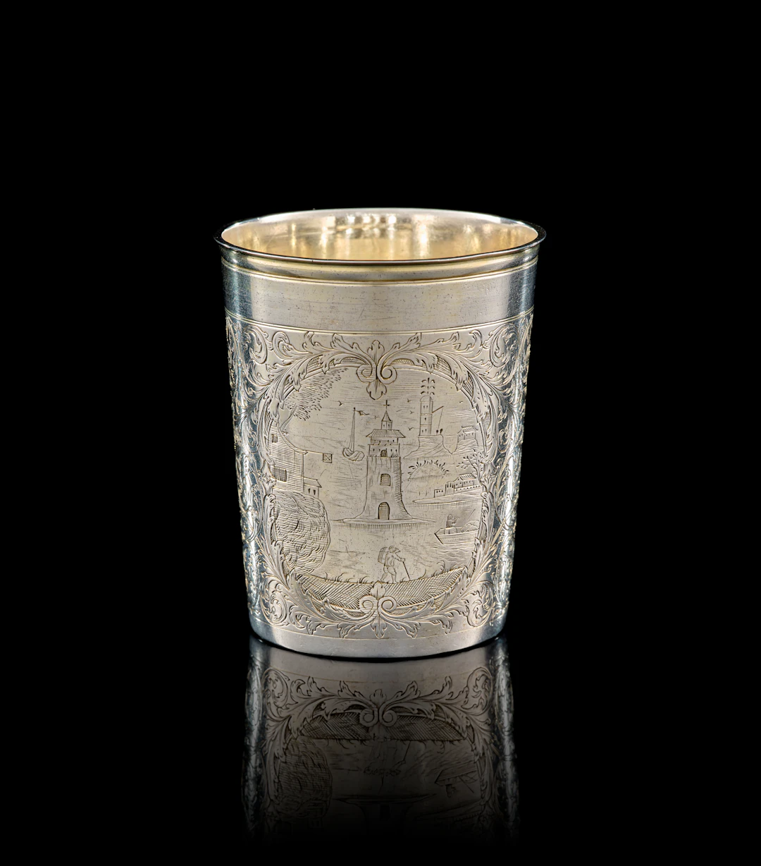 A German parcel-gilt silver kidduch beaker, Johann Wagner, Augsburg, 1692-1697