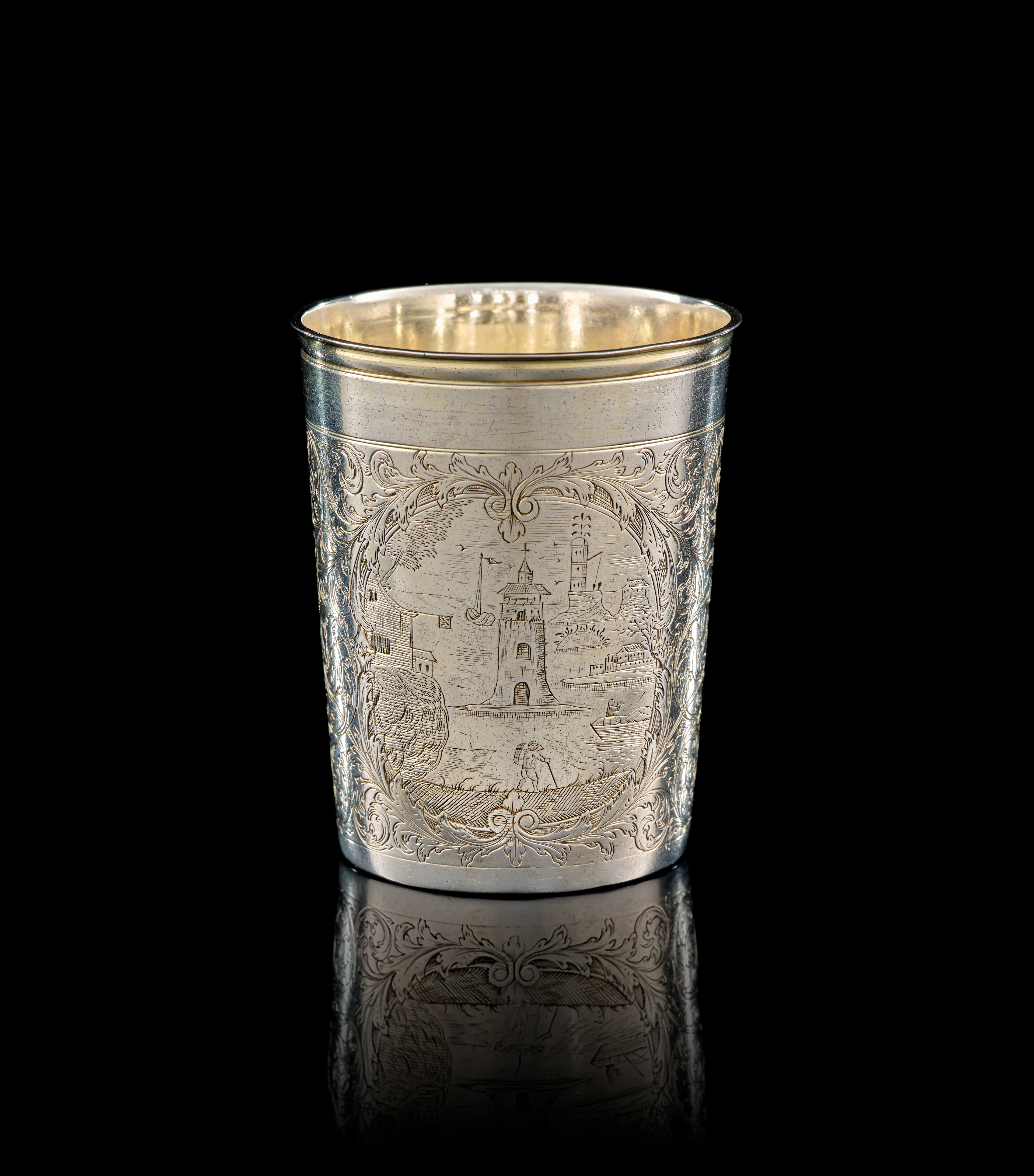 A German parcel-gilt silver kidduch beaker, Johann Wagner, Augsburg, 1692-1697