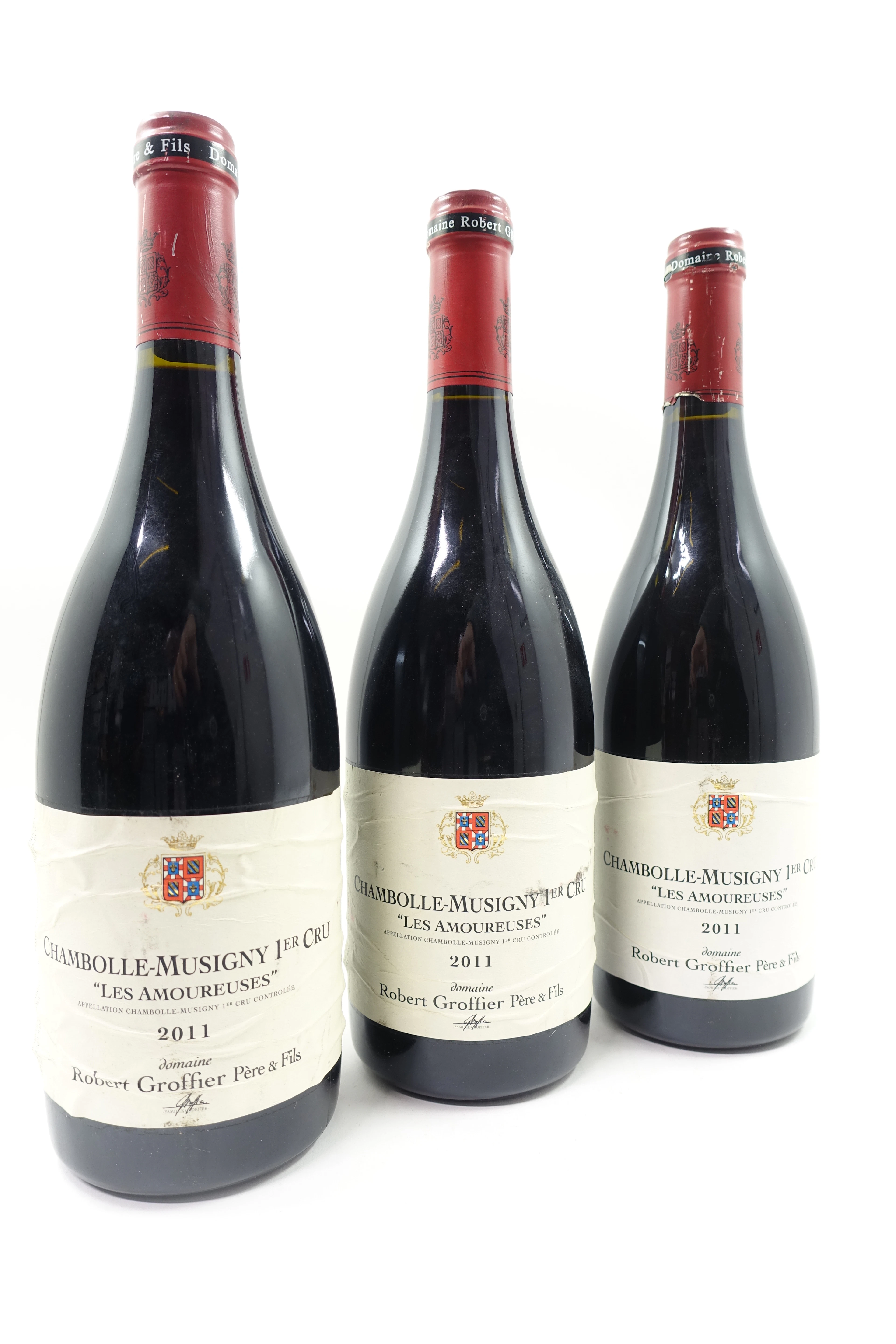 3 bts CHAMBOLLE MUSIGNY 2011 1er Cru Les Amoureuses. Domaine Robert