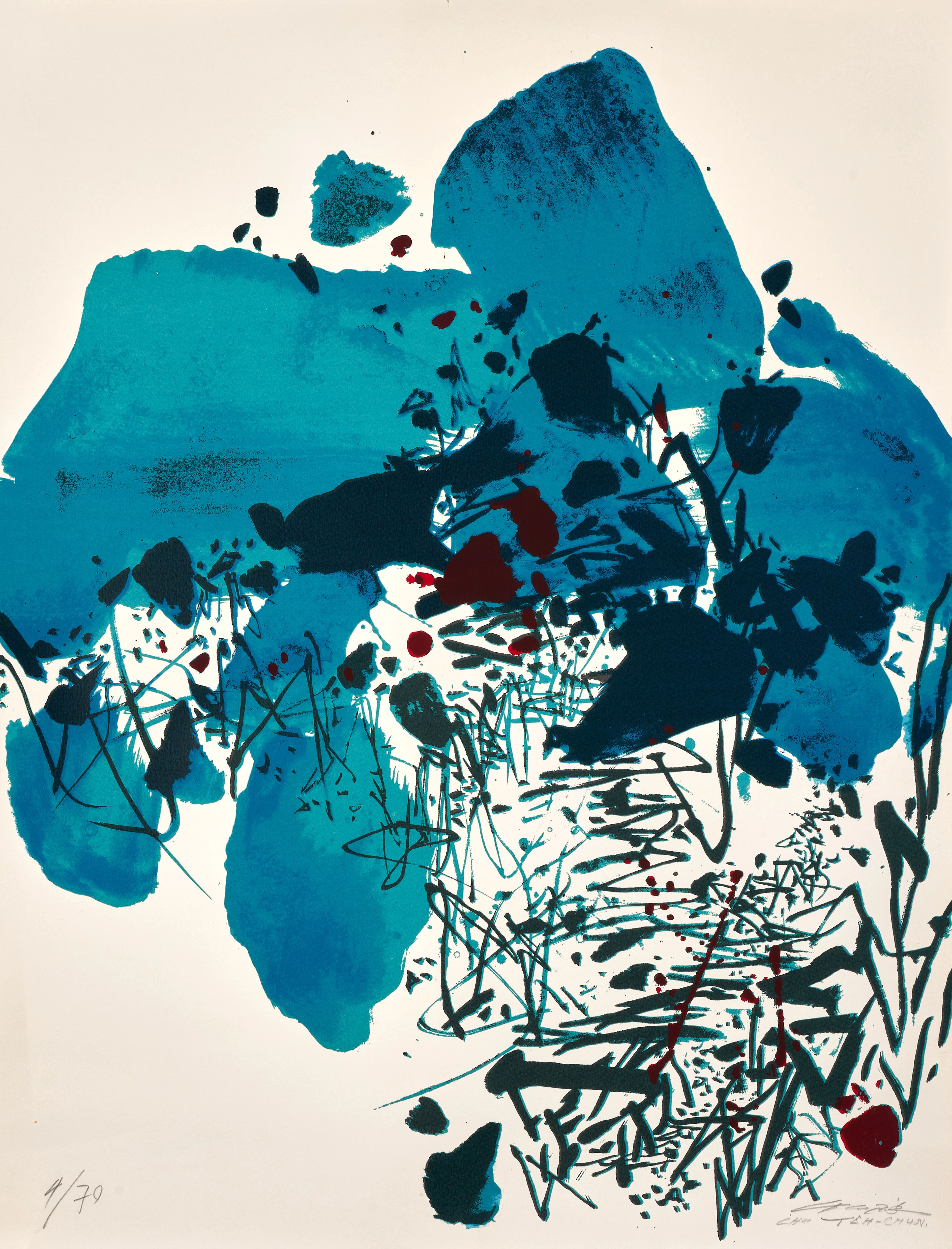 CHU TEH-CHUN 1920- Paysage Bleu - 1988
