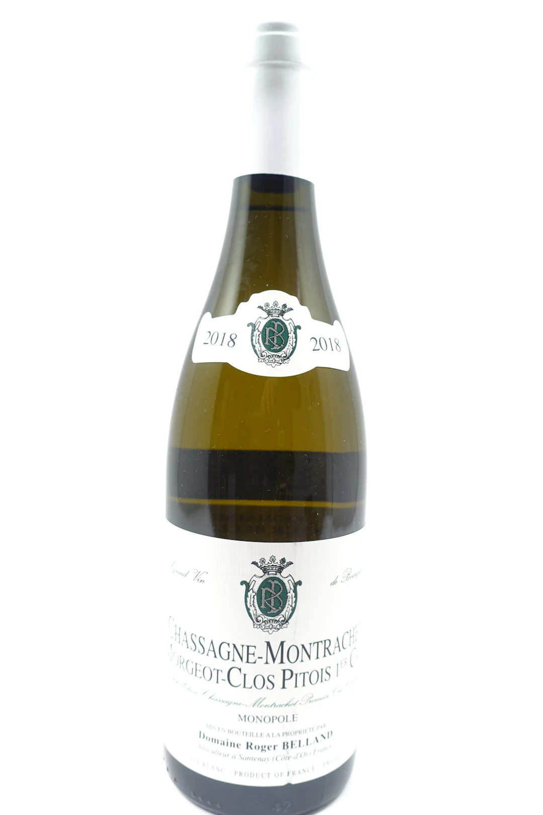 1 bt CHASSAGNE MONTRACHET 2018 (blanc) 1er Cru Morgeot Clos Pitois.
