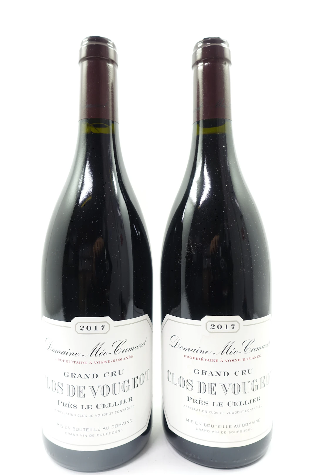2 bts CLOS DE VOUGEOT 2017 Grand Cru Près le Cellier. Domaine Méo Camuzet