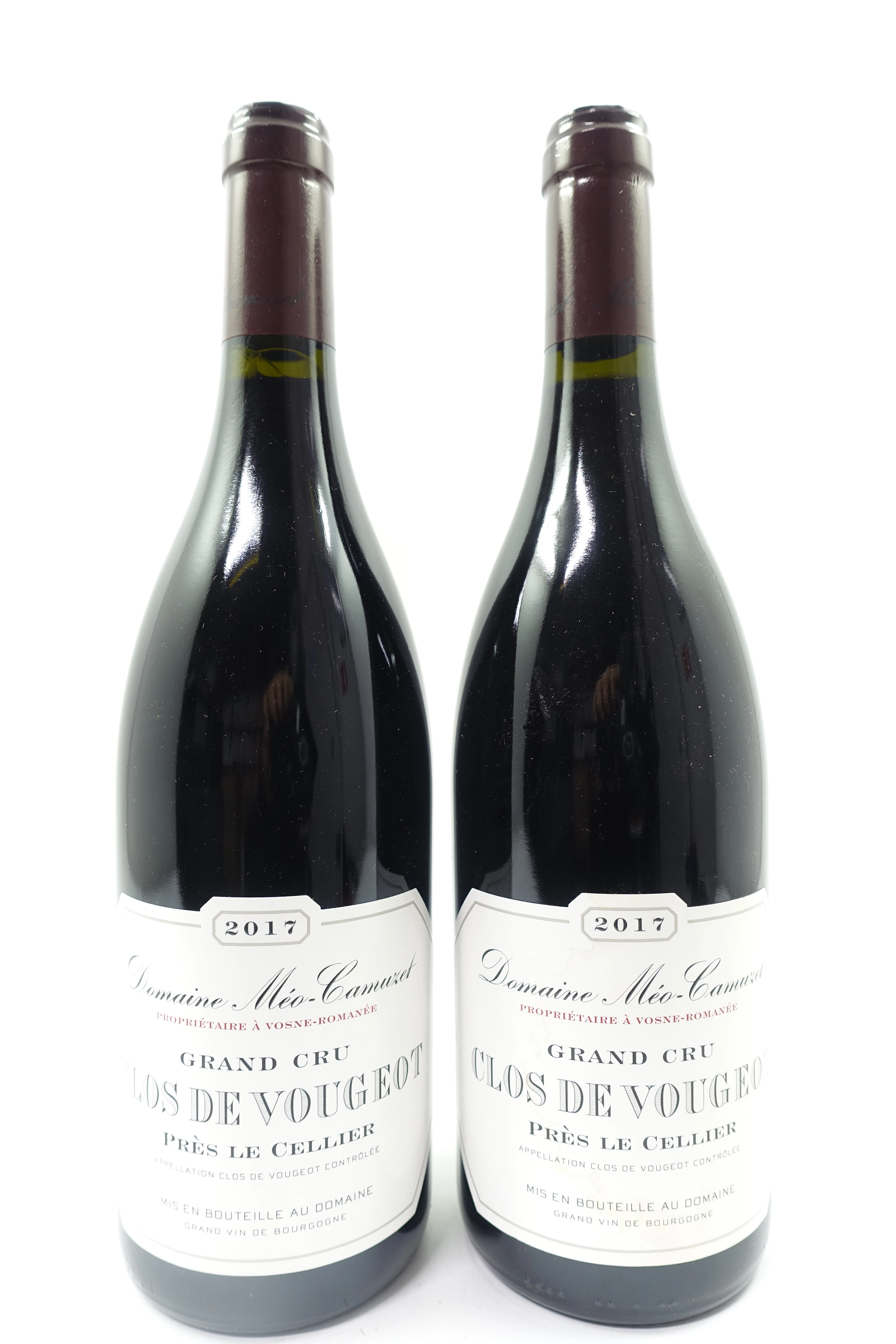 2 bts CLOS DE VOUGEOT 2017 Grand Cru Près le Cellier. Domaine Méo Camuzet