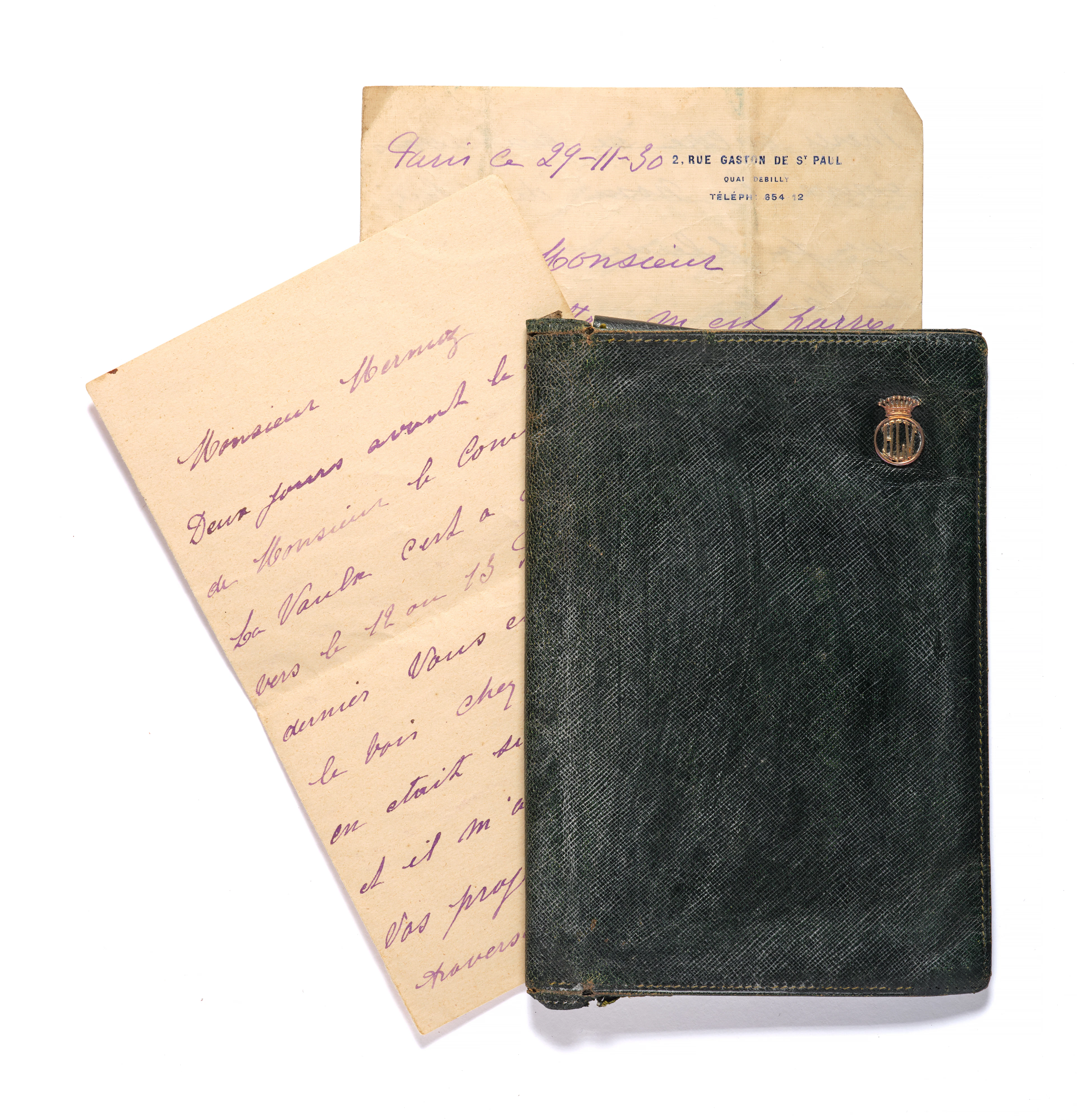 RARE PORTEFEUILLE DU COMTE HENRY DE LA VAULX, fondateur de l’Aéroclub de France