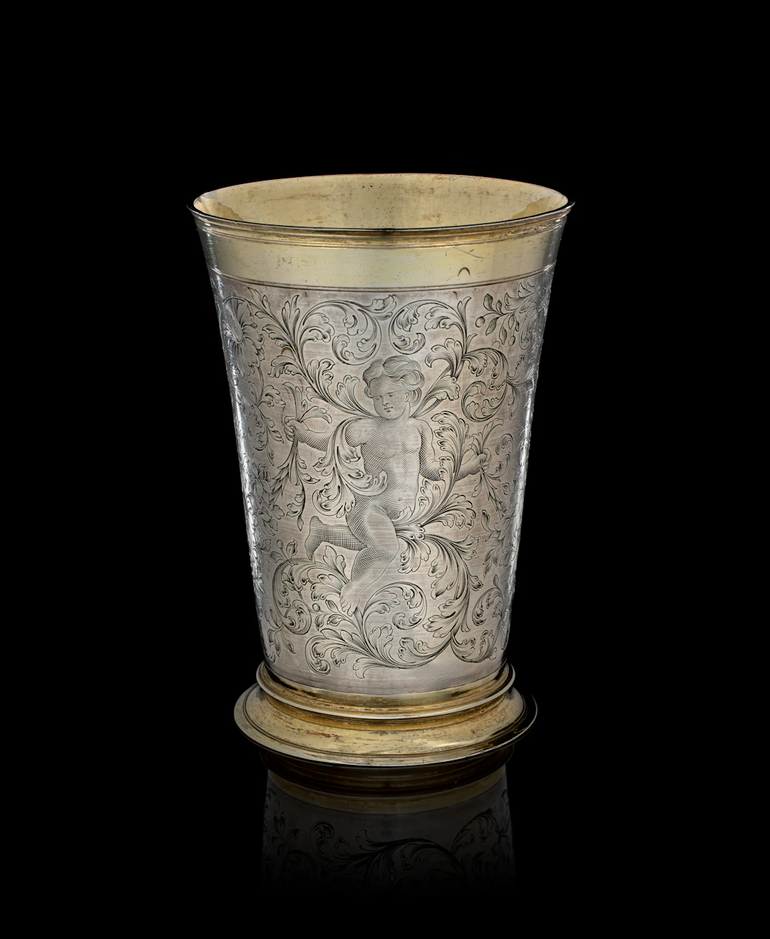 A large German parcel-gilt silver beaker, Carl Schuch, Augsburg, 1689-1692