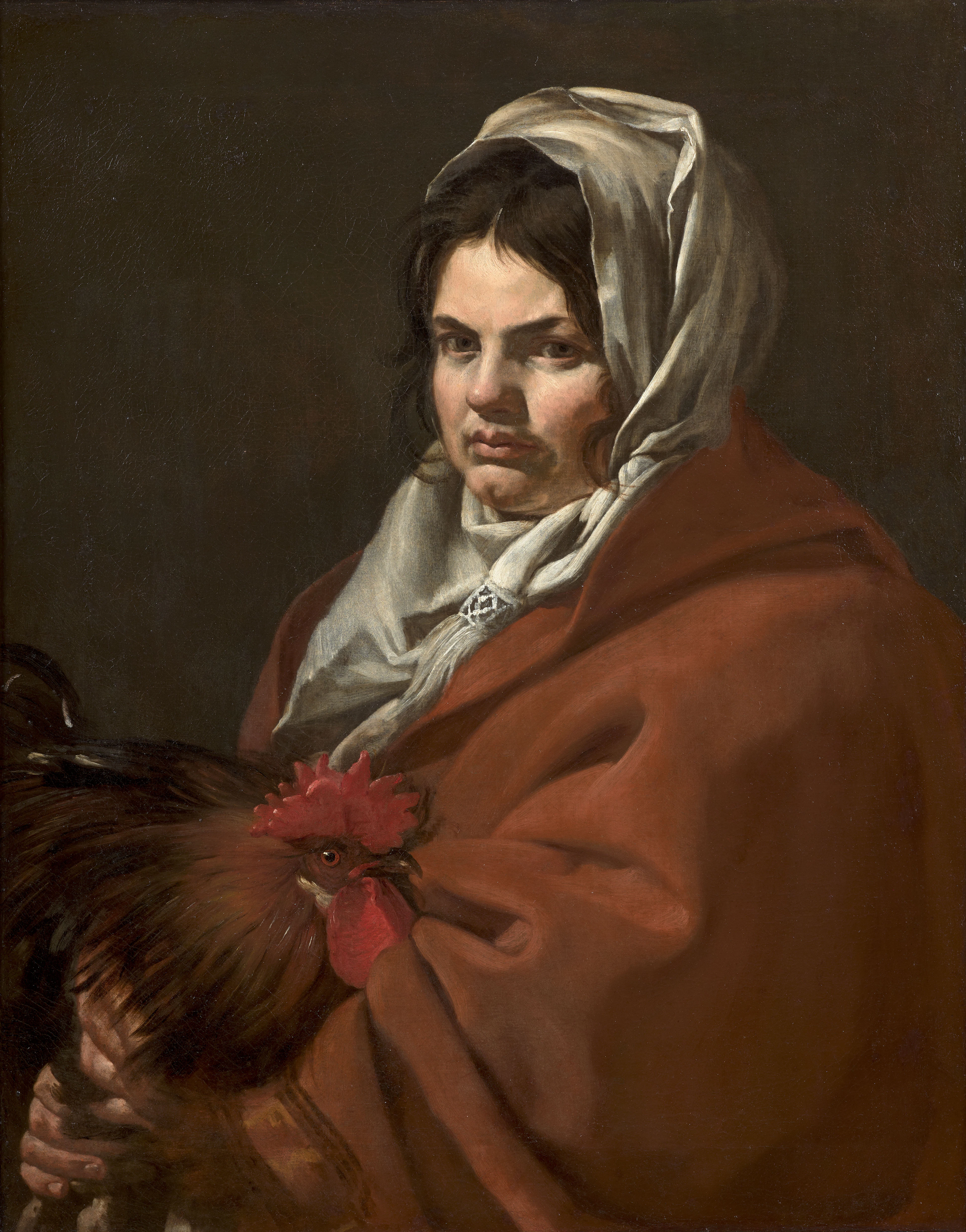Ecole caravagesque du XVIIe siècle La marchande de volailles