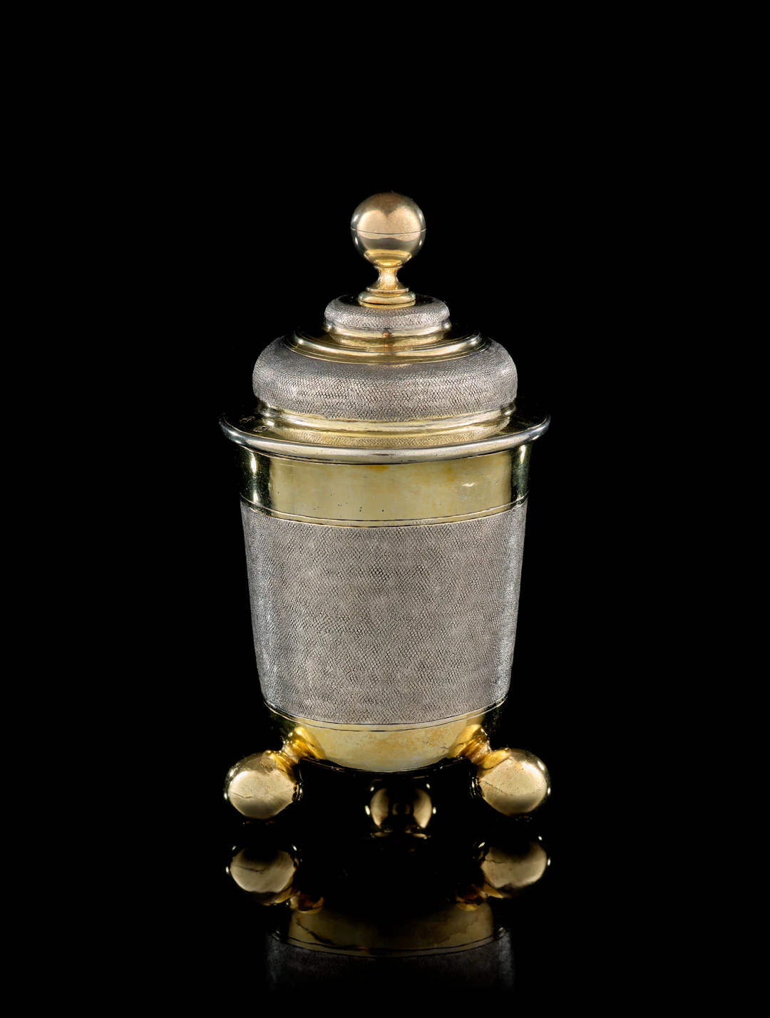 A German parcel-gilt silver snakeskin covered beaker, Johann Ludwig