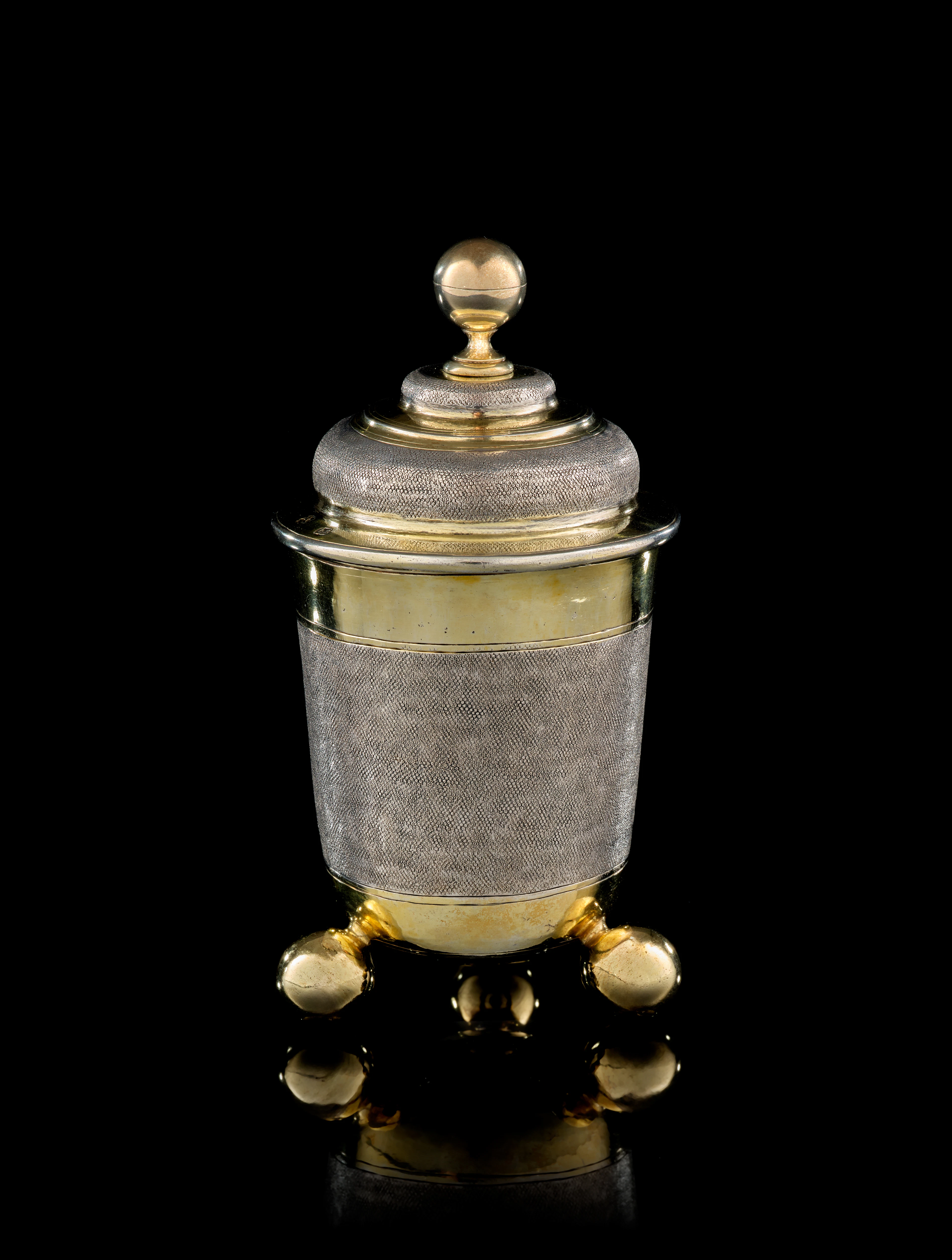 A German parcel-gilt silver snakeskin covered beaker, Johann Ludwig