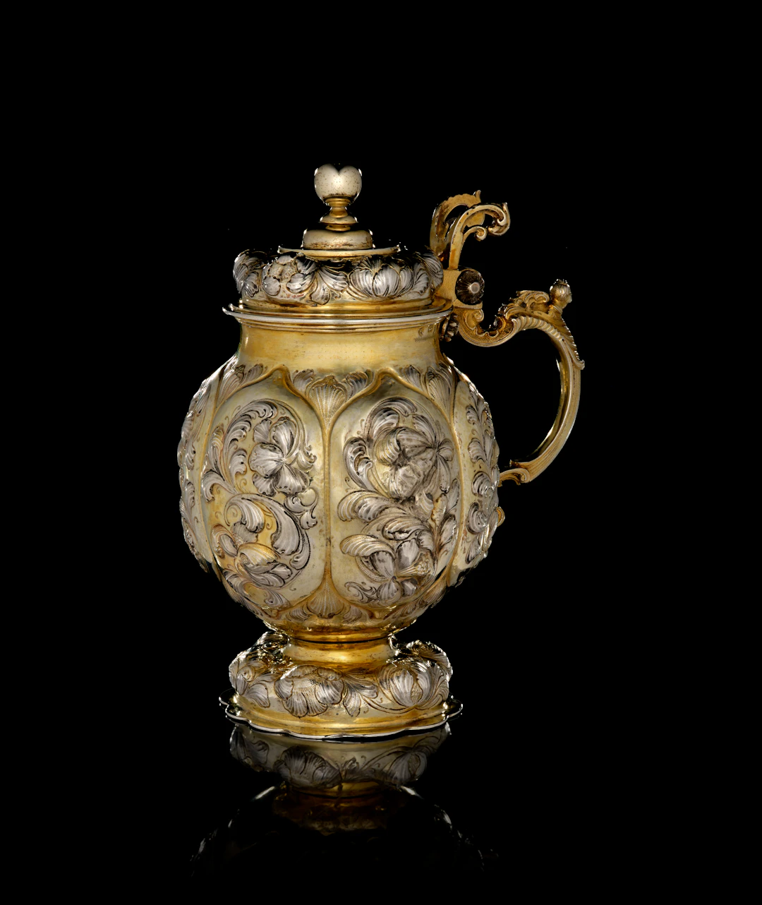 A German silver-gilt pumpkin-shaped covered tankard, Reinhold Rühl