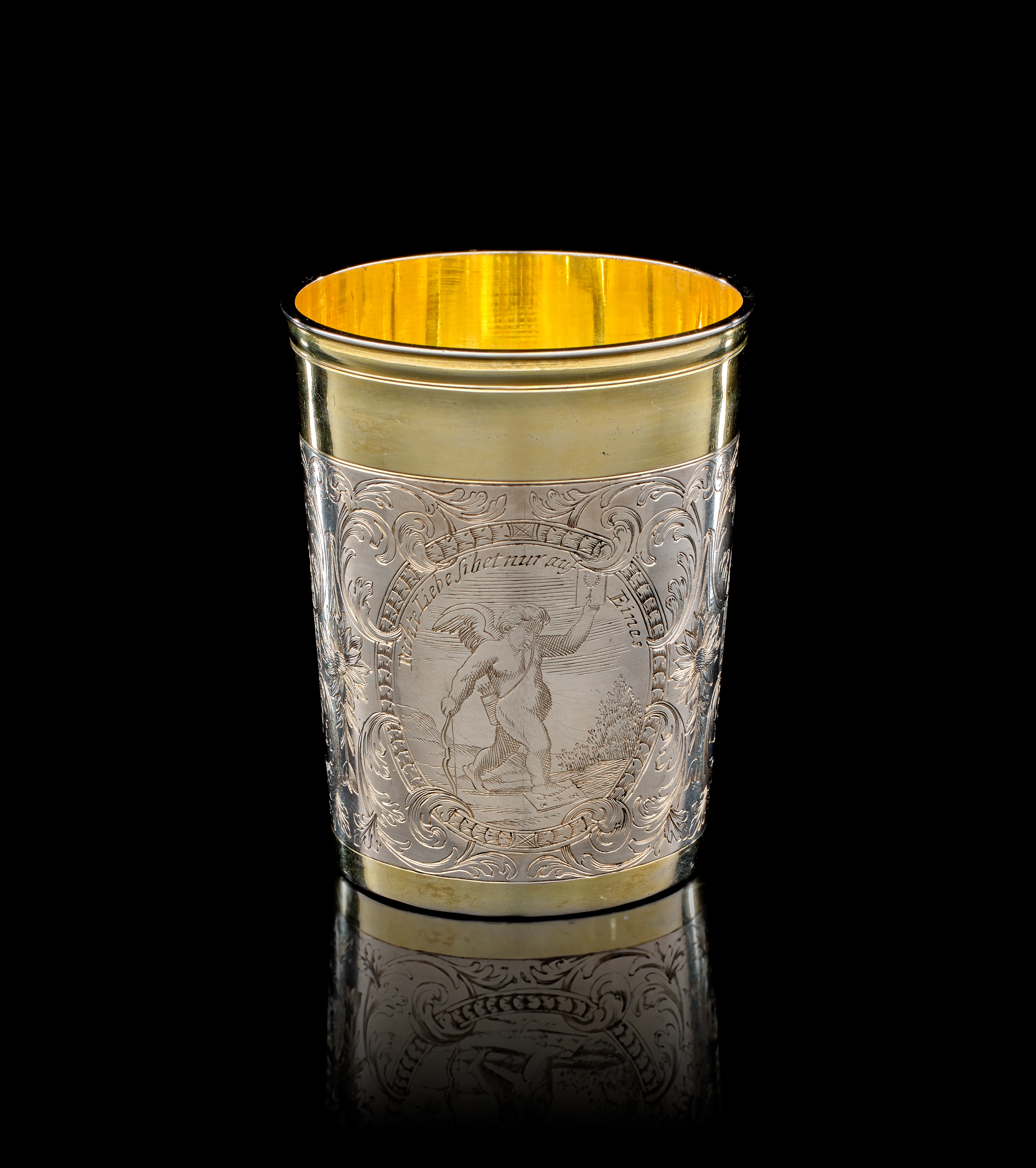 A German parcel-gilt silver beaker, Johann Wagner, Augsburg, 1697-1699