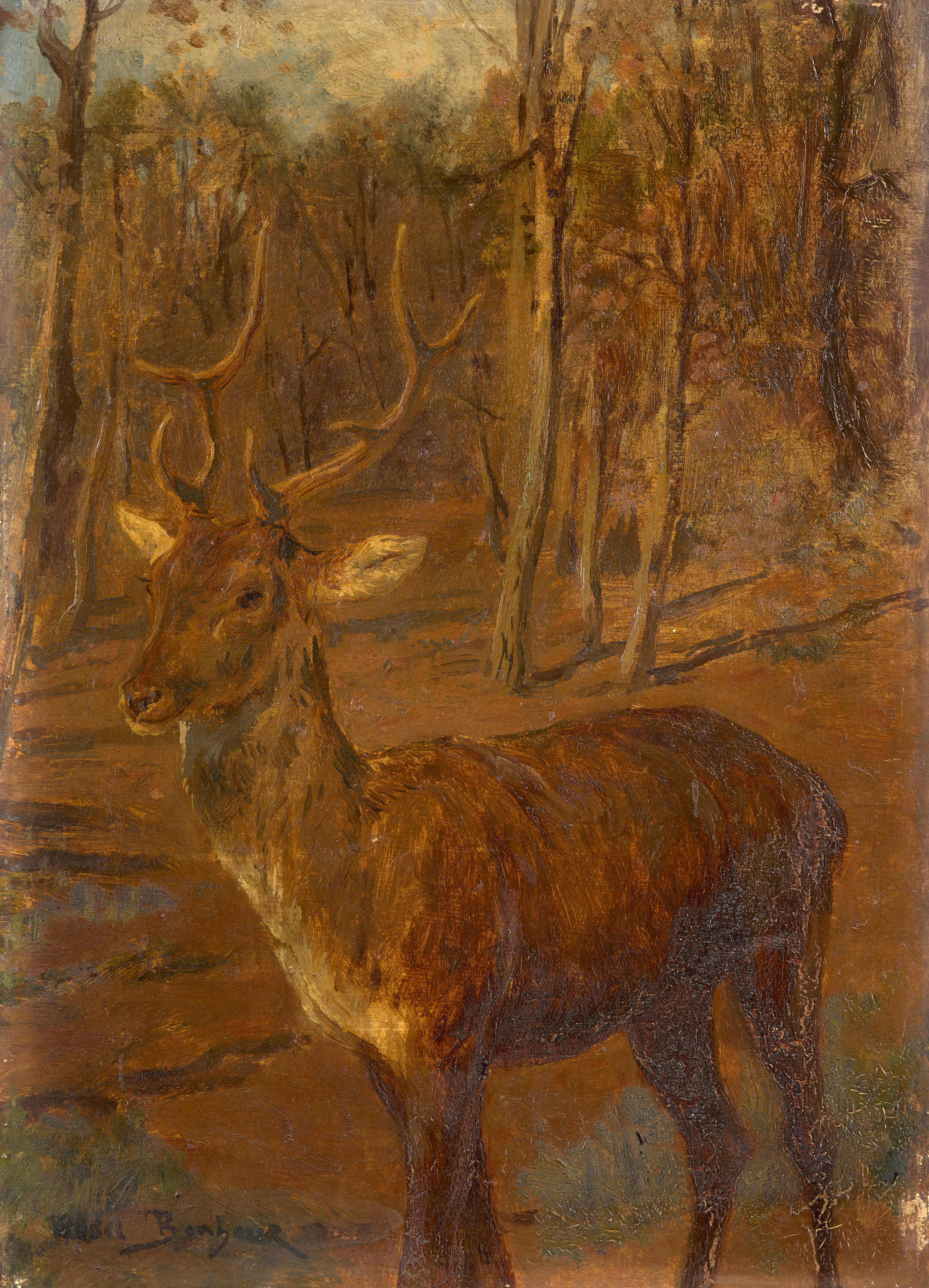 Rosa BONHEUR Bordeaux, 1822 - Thomery, 1899 Etude de cerf en forêt