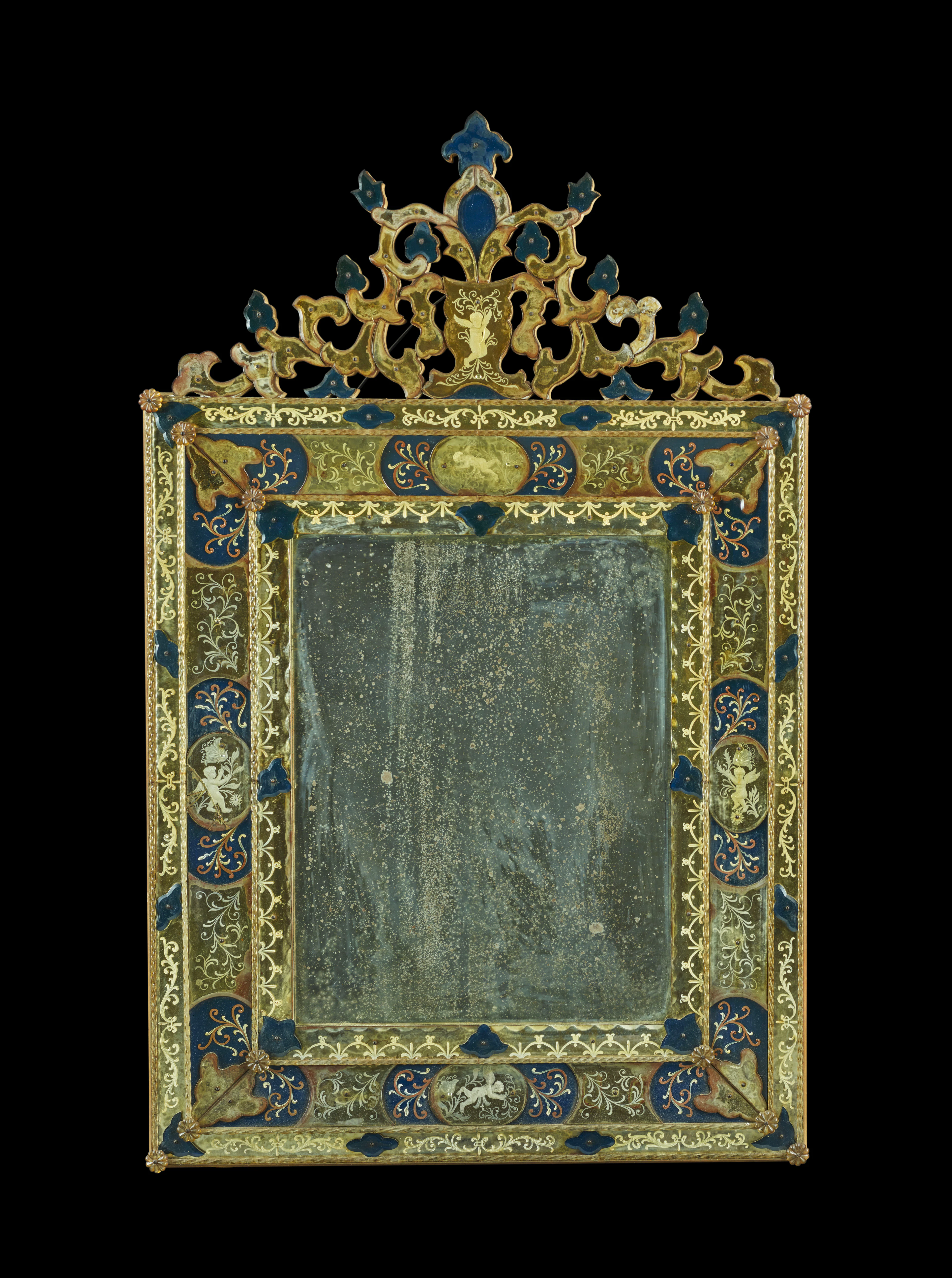 - MIROIR ITALIEN DE STYLE BAROQUE, DEUXIÈME MOITIÉ DU XIXE SIÈCLE