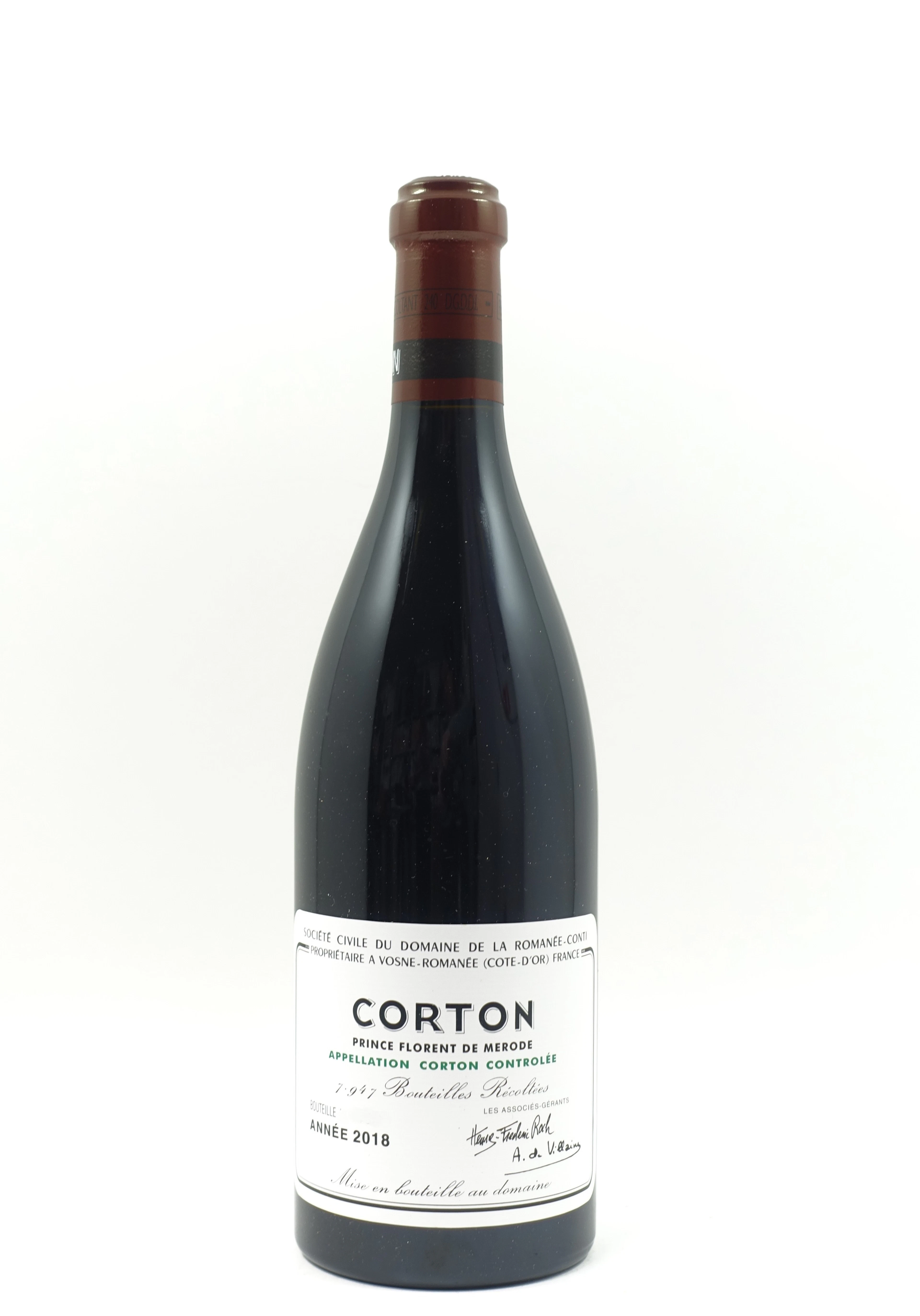 1 bt CORTON 2018 Grand Cru. Prince Florent de Merode. Domaine de la