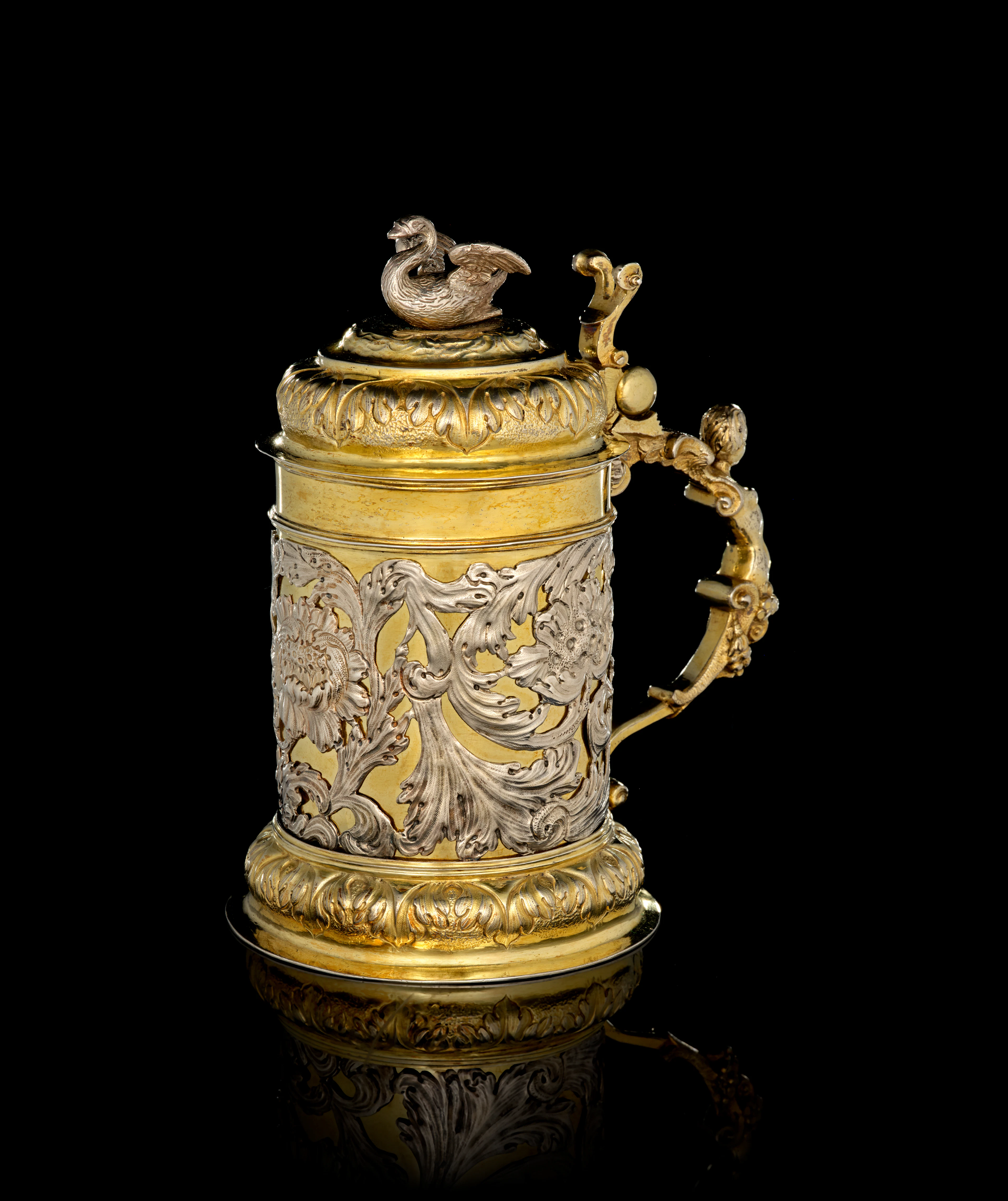 A Swiss parcel-gilt silver covered tankard, Heinrich Trachsel, circa 1670-1696