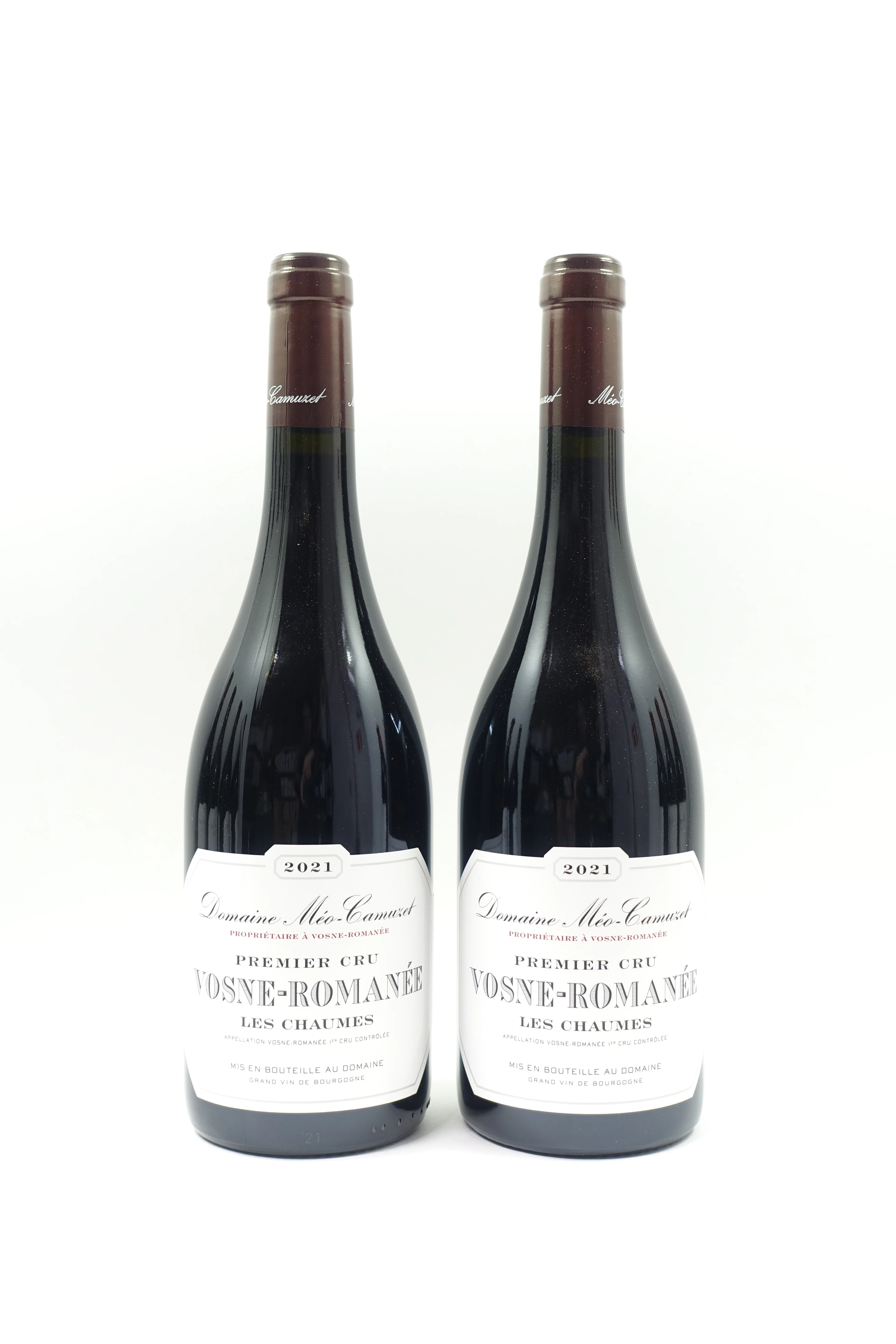2 bts VOSNE ROMANEE 2021 1er Cru Les Chaumes. Domaine Méo Camuzet