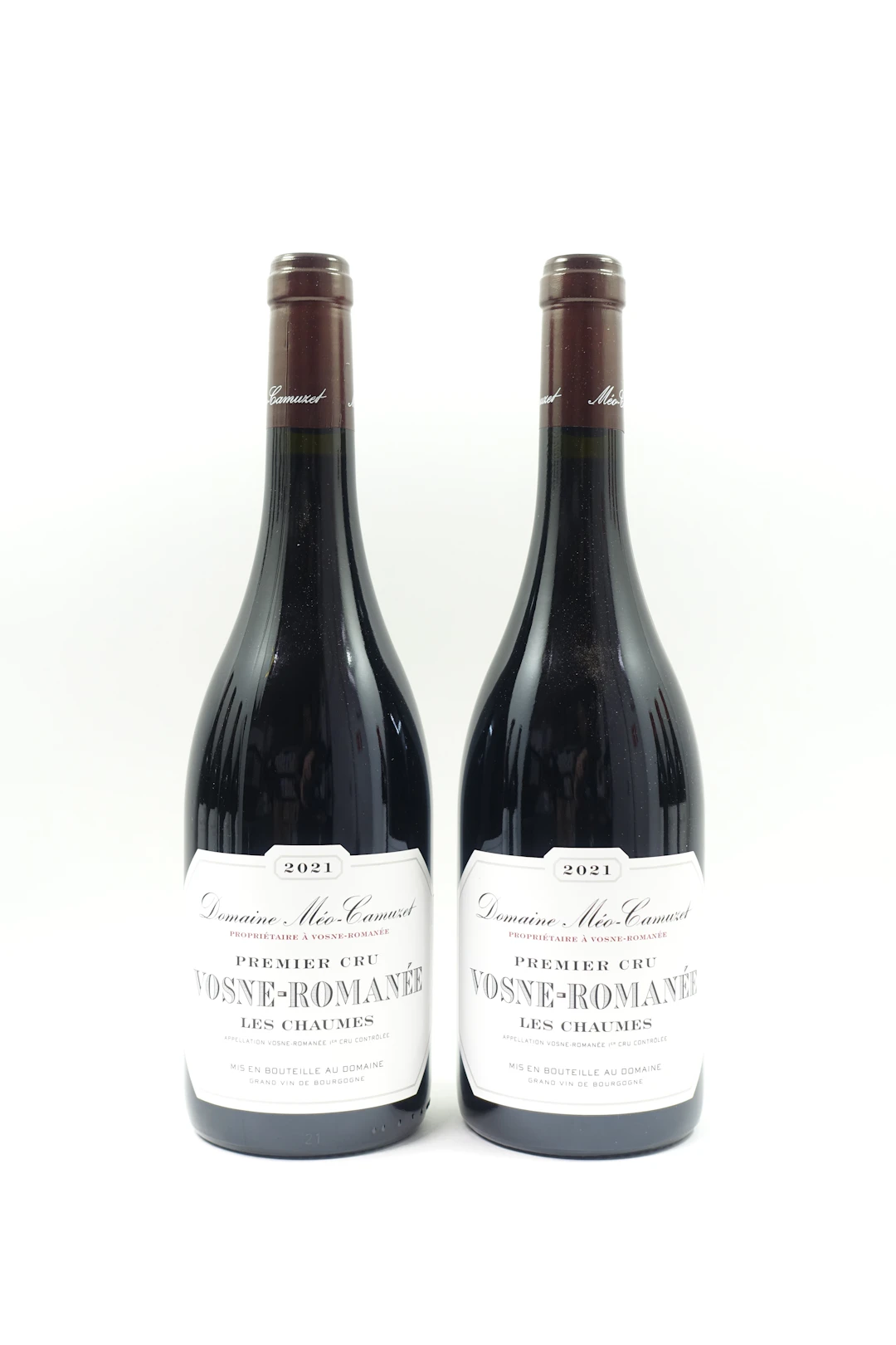 2 bts VOSNE ROMANEE 2021 1er Cru Les Chaumes. Domaine Méo Camuzet