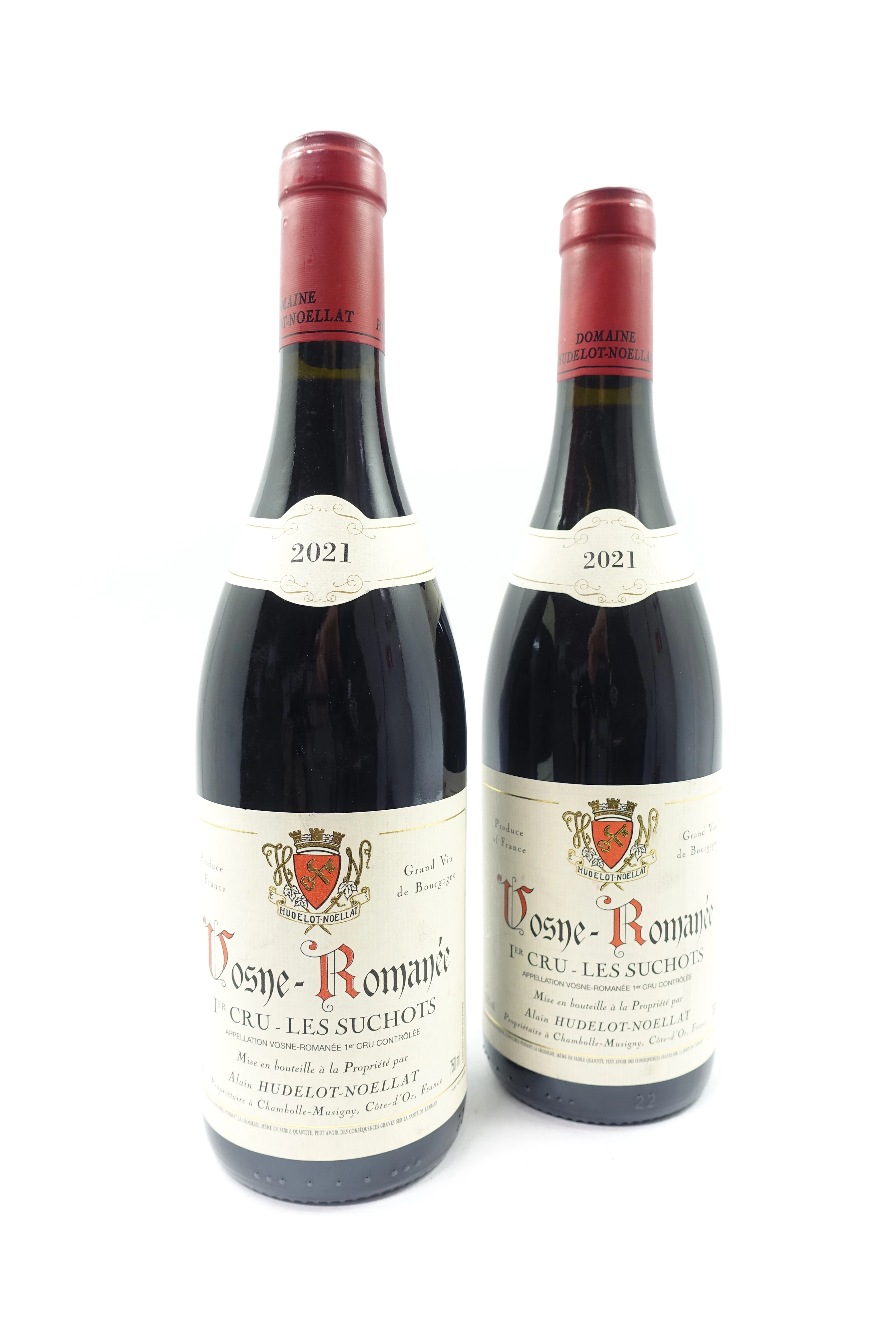 2 bts VOSNE ROMANEE 2021 1er Cru Les Suchots. Alain Hudelot-Noëllat
