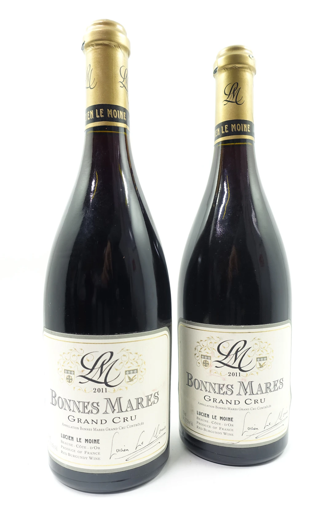 2 bts BONNES MARES 2011 Grand Cru. Lucien Le Moine
