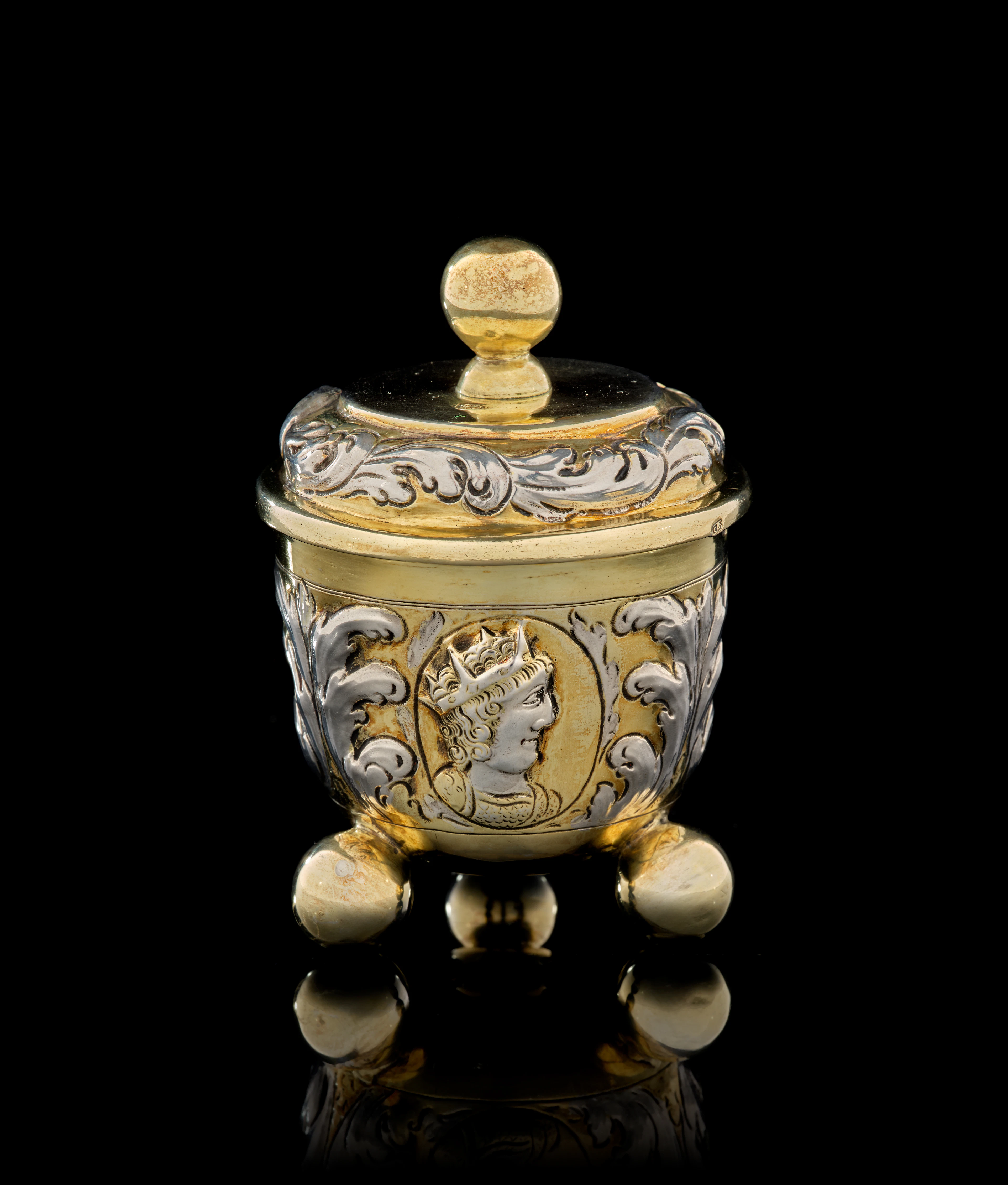 A small Czech parcel-gilt silver covered beaker, probably Paul Weinreich