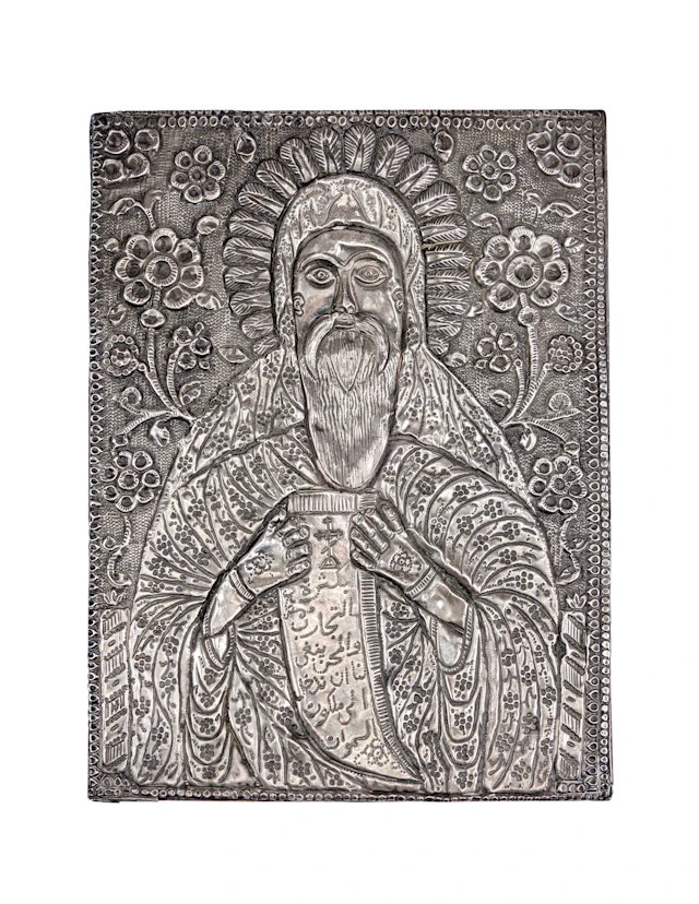 A Silver Repoussé Icon of St. Isaac the Syrian