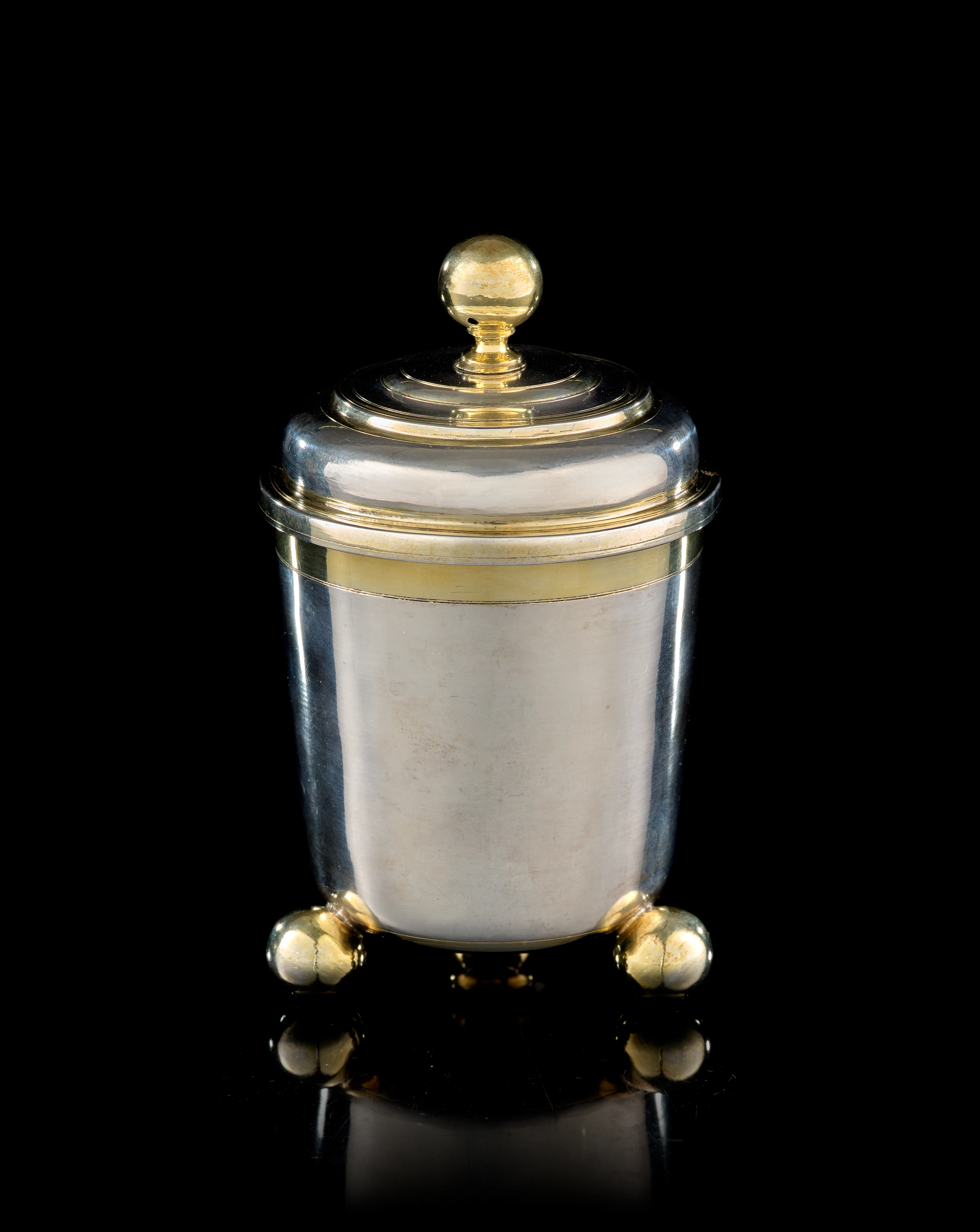 A German parcel-gilt silver covered beaker, Ferdinand Schöfeld, Augsburg