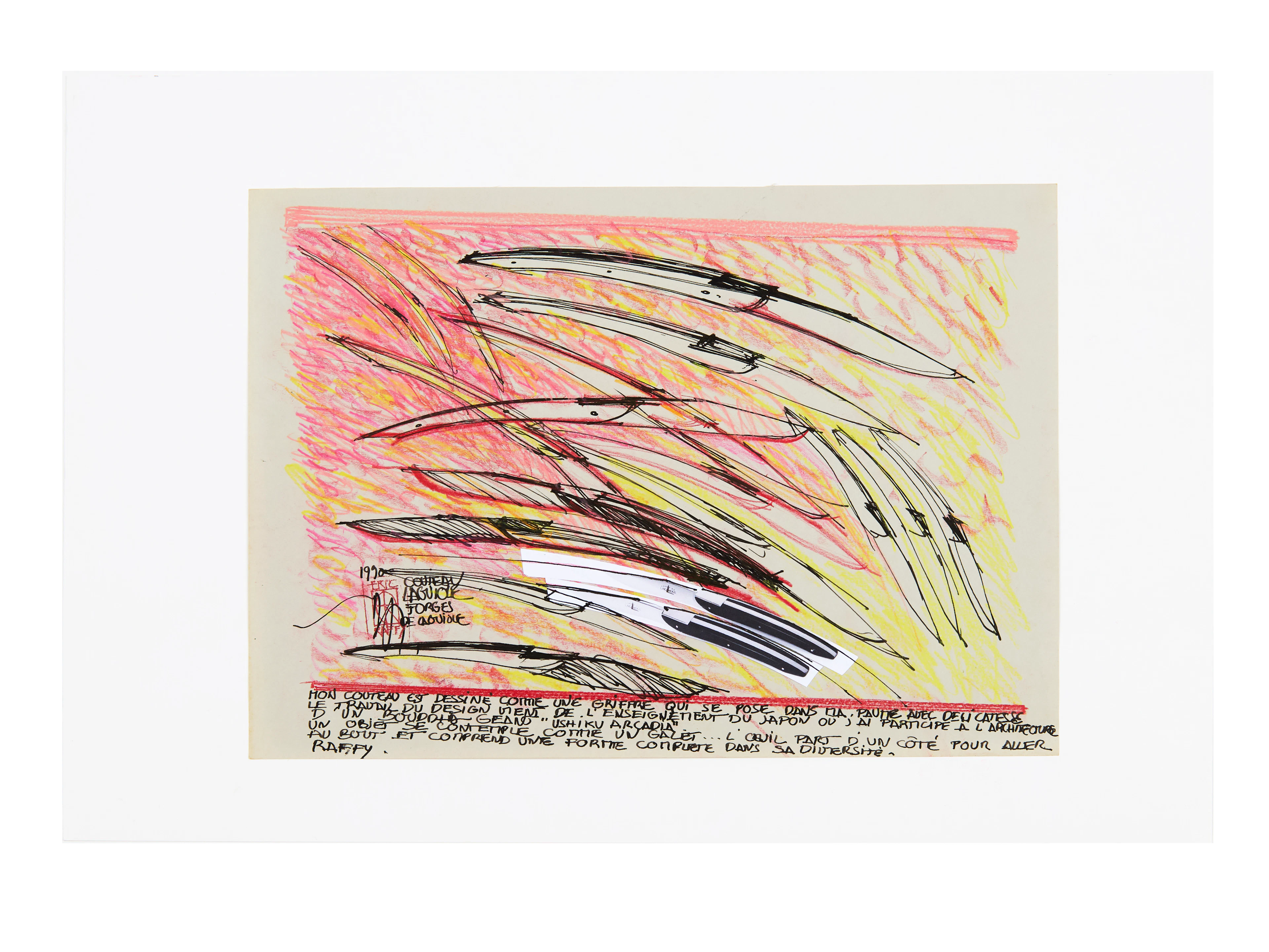Éric RAFFY Né en 1951 Projet couteau "Forges" de Laguiole - 1990