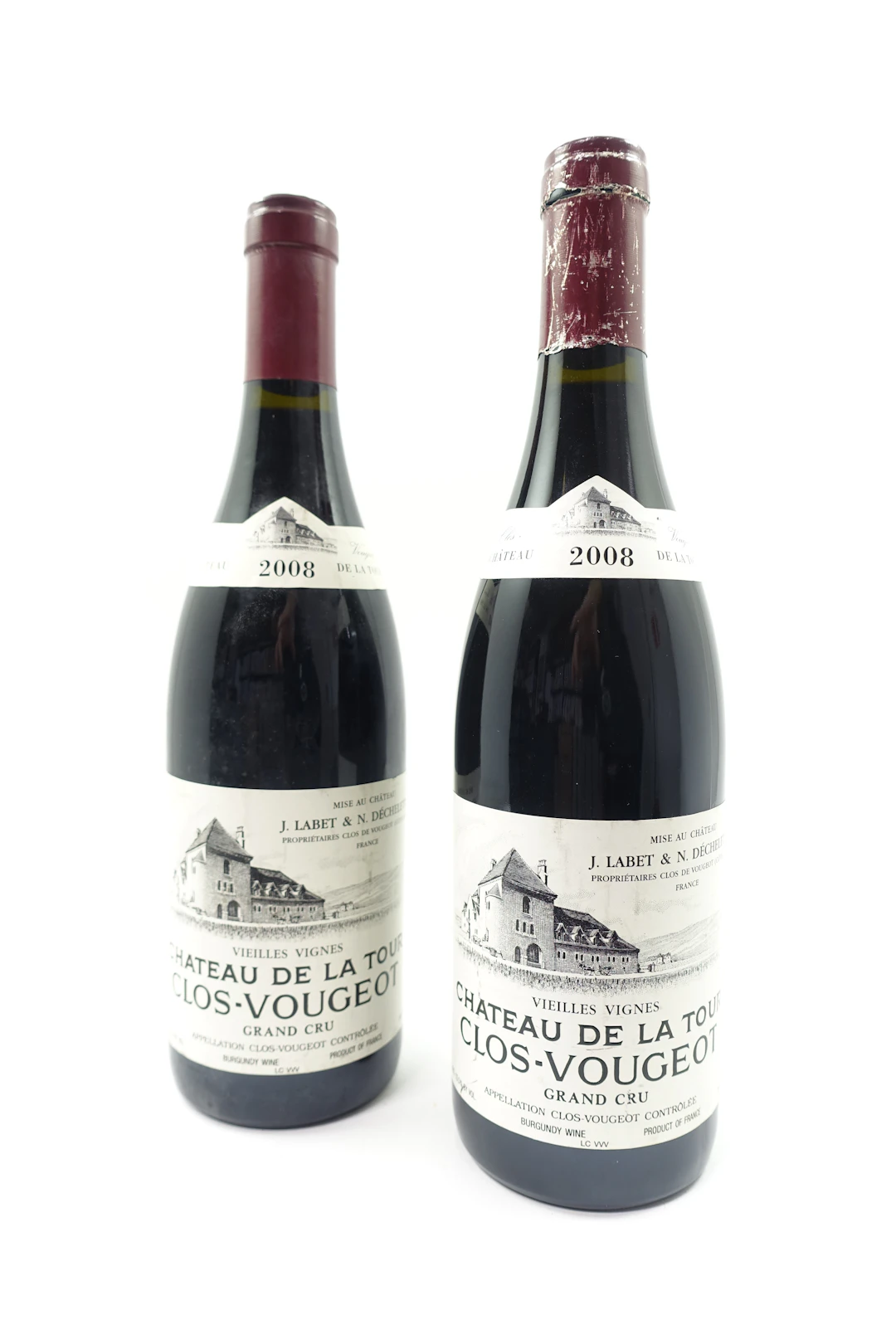 2 bts CLOS DE VOUGEOT 2008 Grand Cru. Vieilles Vignes. Château de la Tour