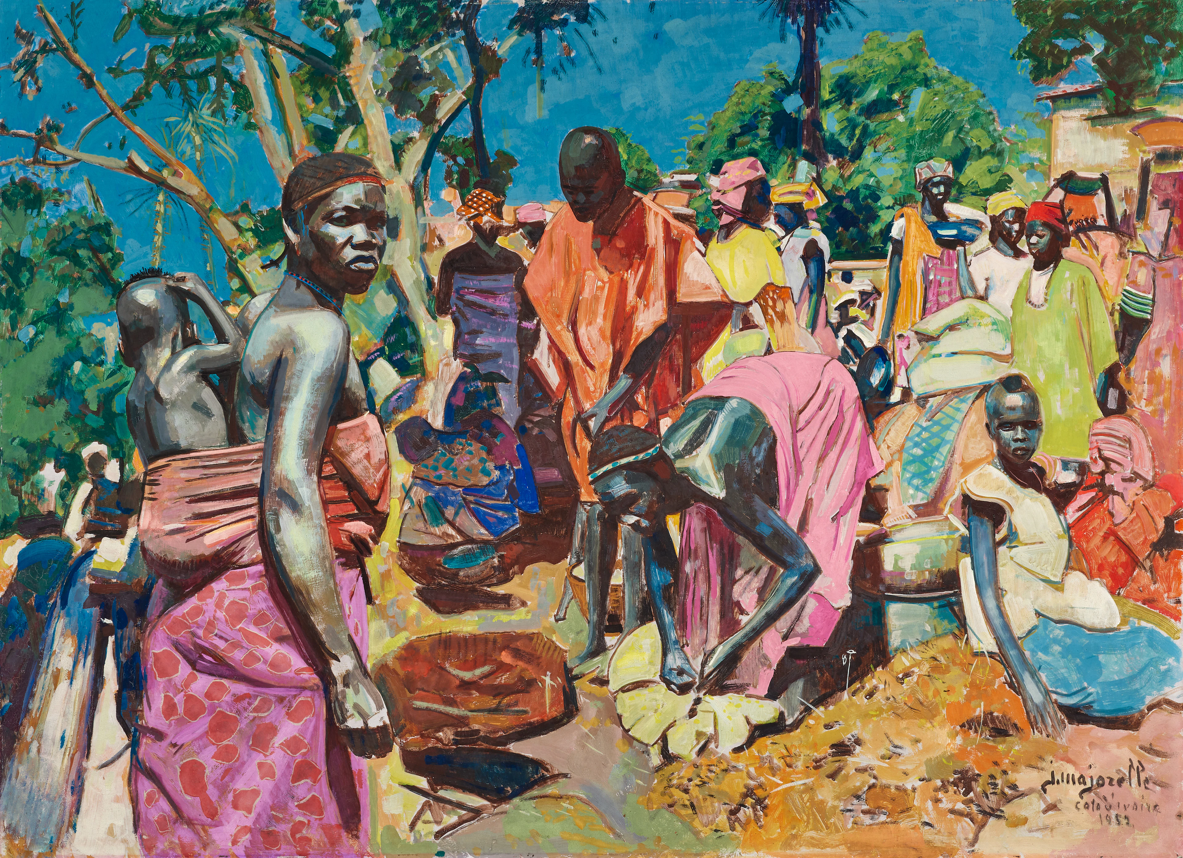 Jacques MAJORELLE 1886-1962 Marché sur la place du village, Côte d’Ivoire