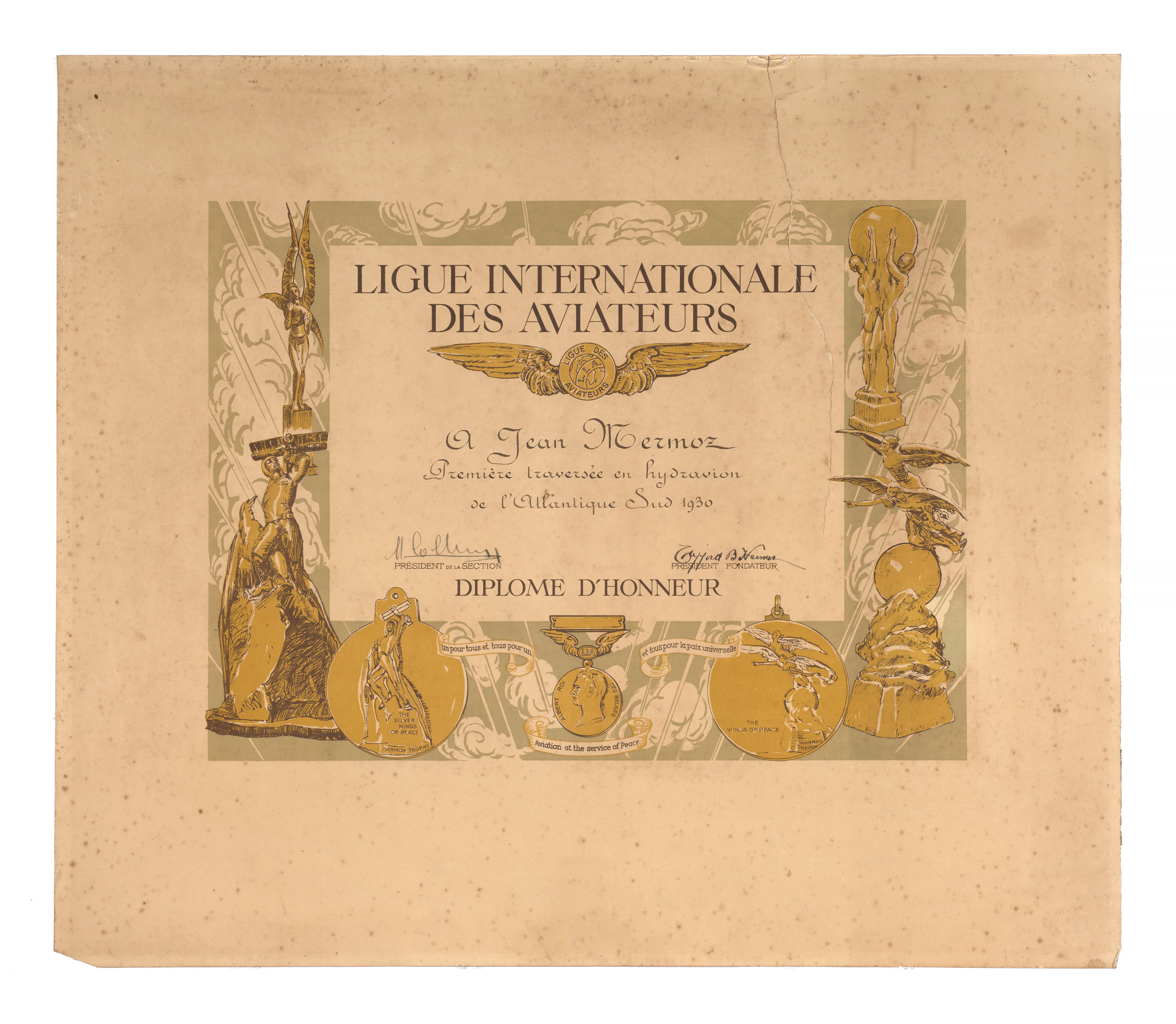 DIPLÔME DE LA LIGUE INTERNATIONALE DES AVIATEURS