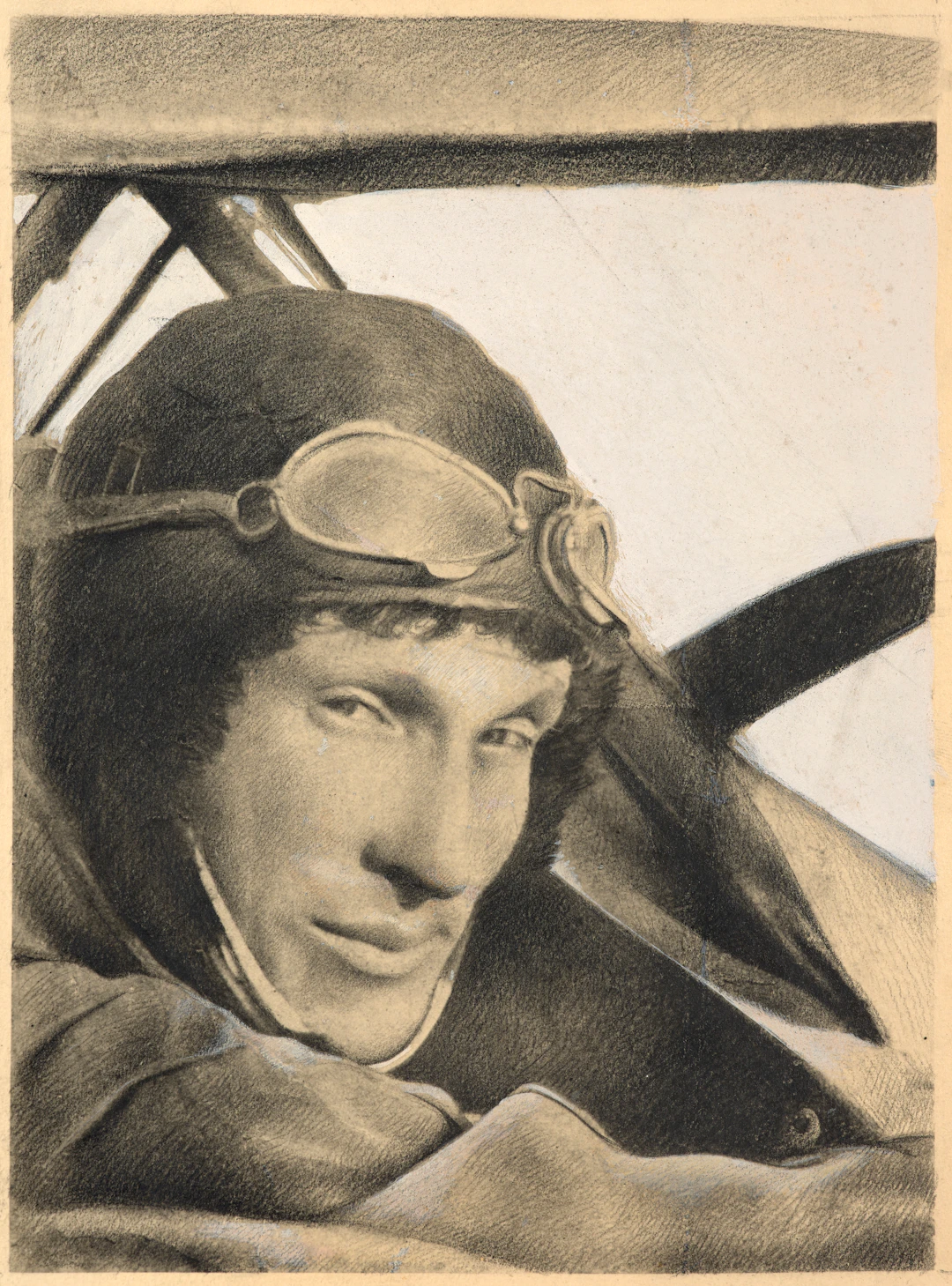 Anonyme Portrait du pilote Jean Mermoz en 1927, lors d’un décollage de cap Juby