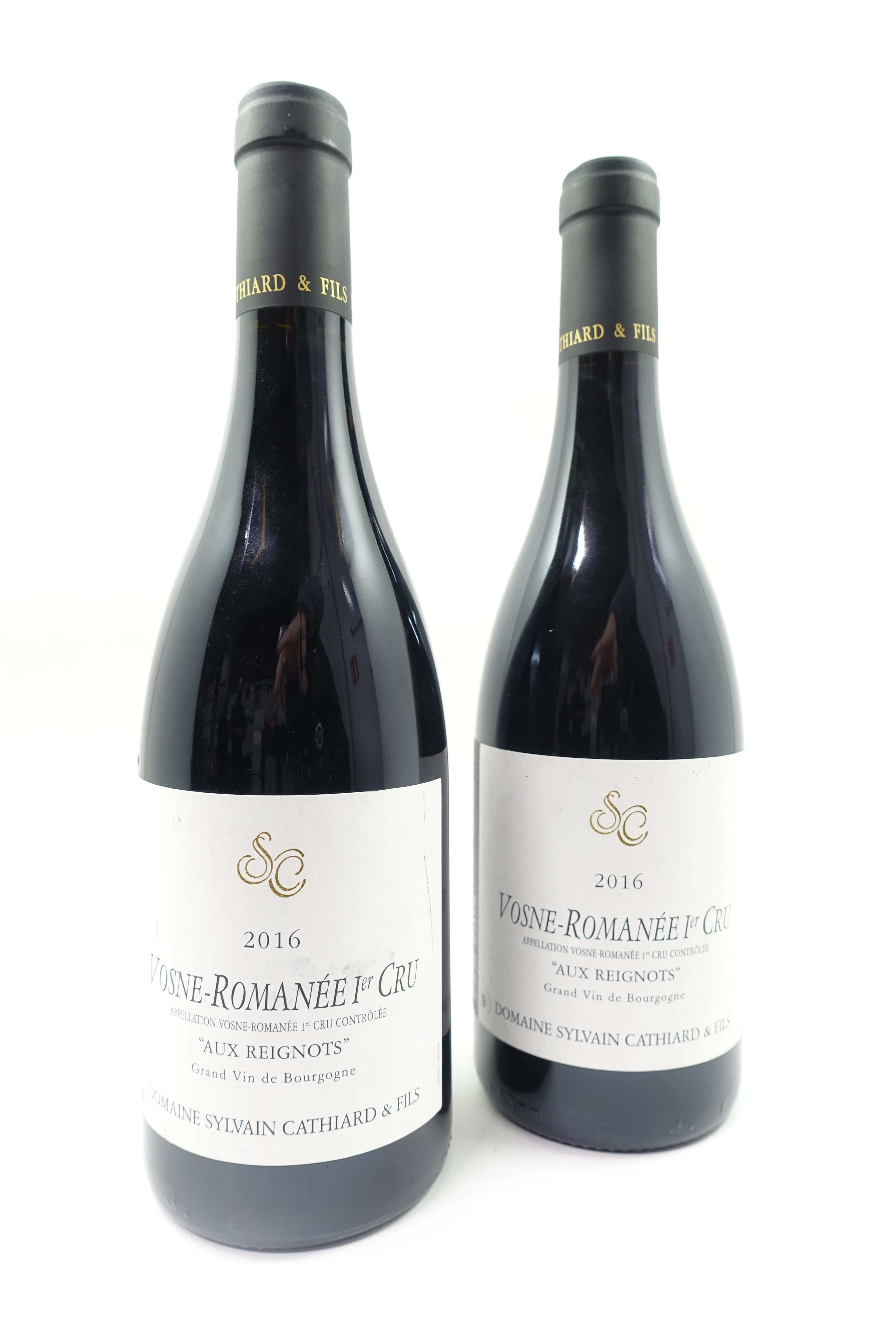 2 bts VOSNE ROMANEE 2016 1er Cru Aux Reignots. Domaine Sylvain Cathiard & Fils