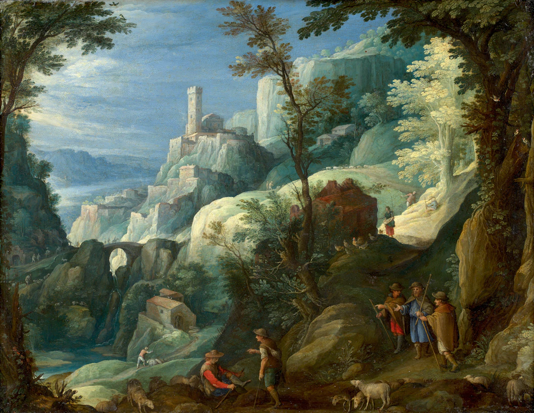 Paul BRIL Bréda, vers 1553 - Rome, 1626 Les pèlerins d'Emmaüs