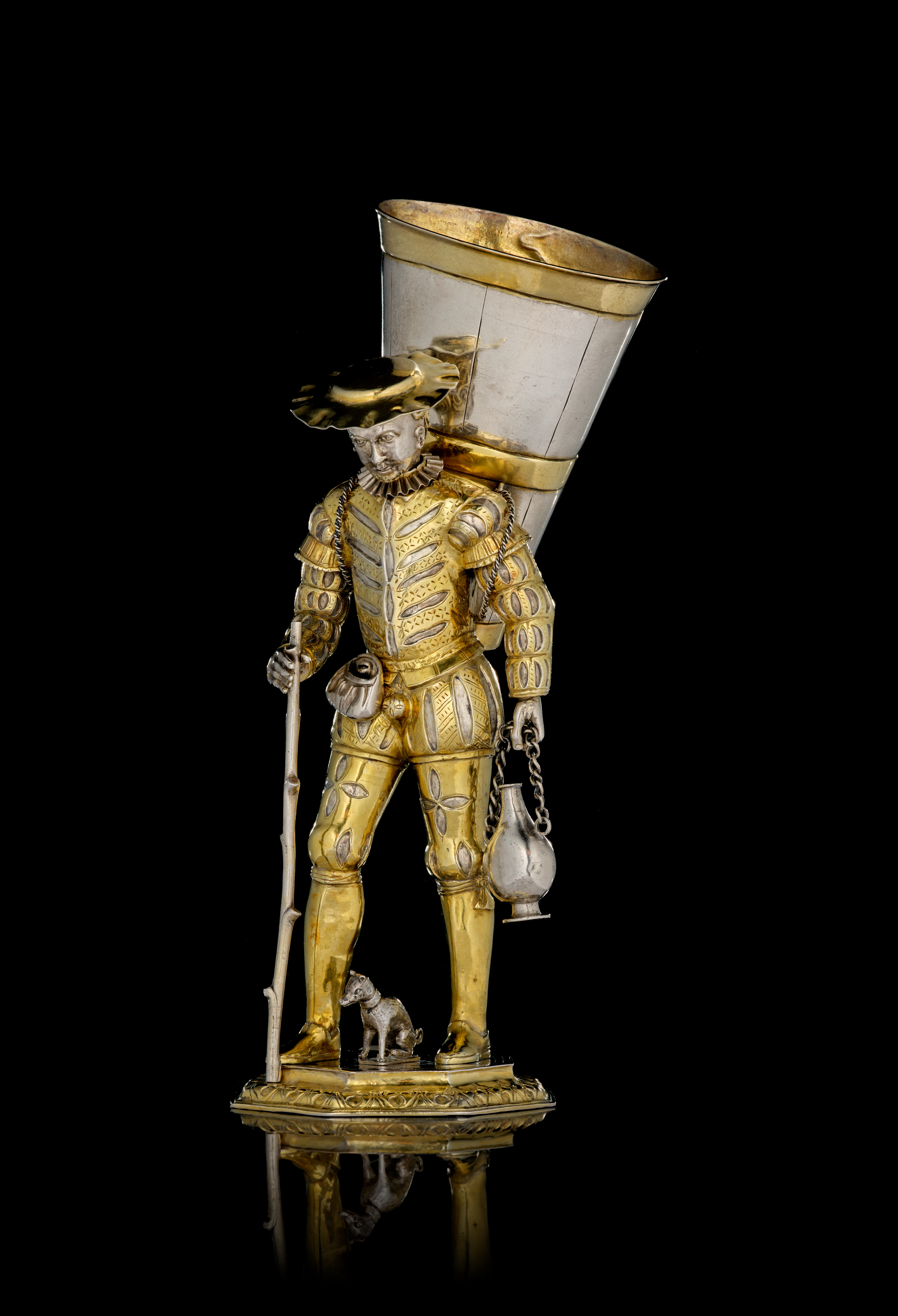 A Swiss parcel-gilt silver grape harvester, Burkhard Petri, Aarau, circa 1600