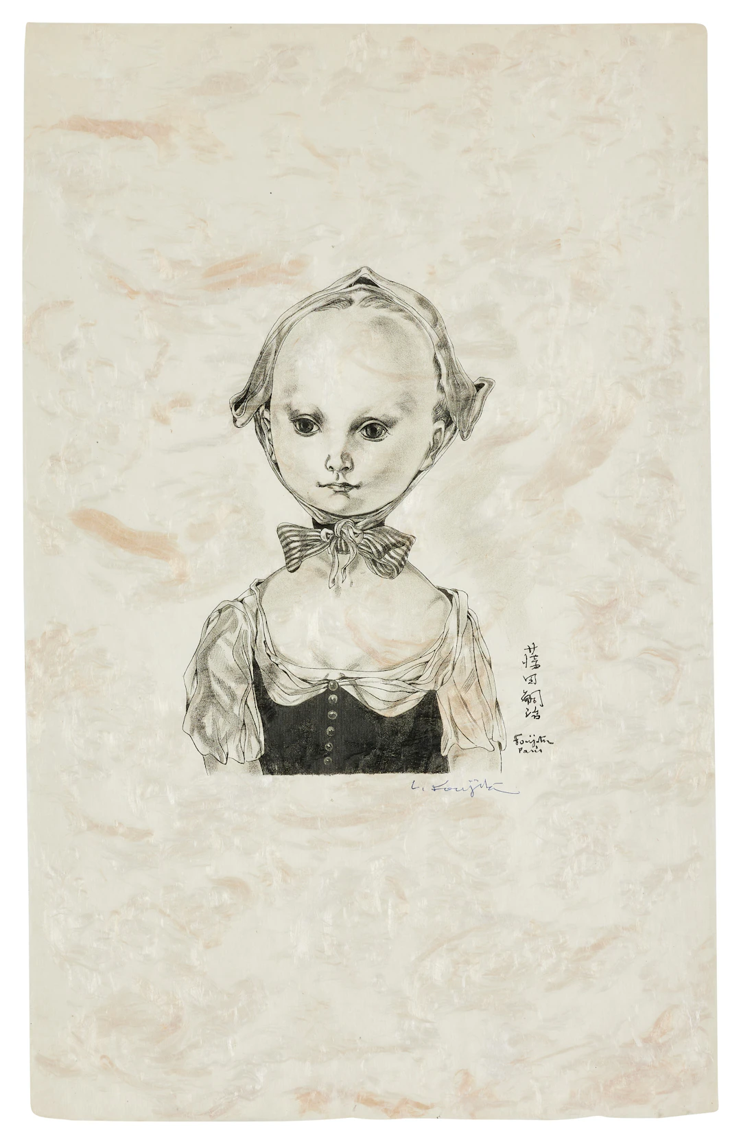 Léonard Tsuguharu FOUJITA 1886 - 1968 Jeune fille au bonnet - 1957