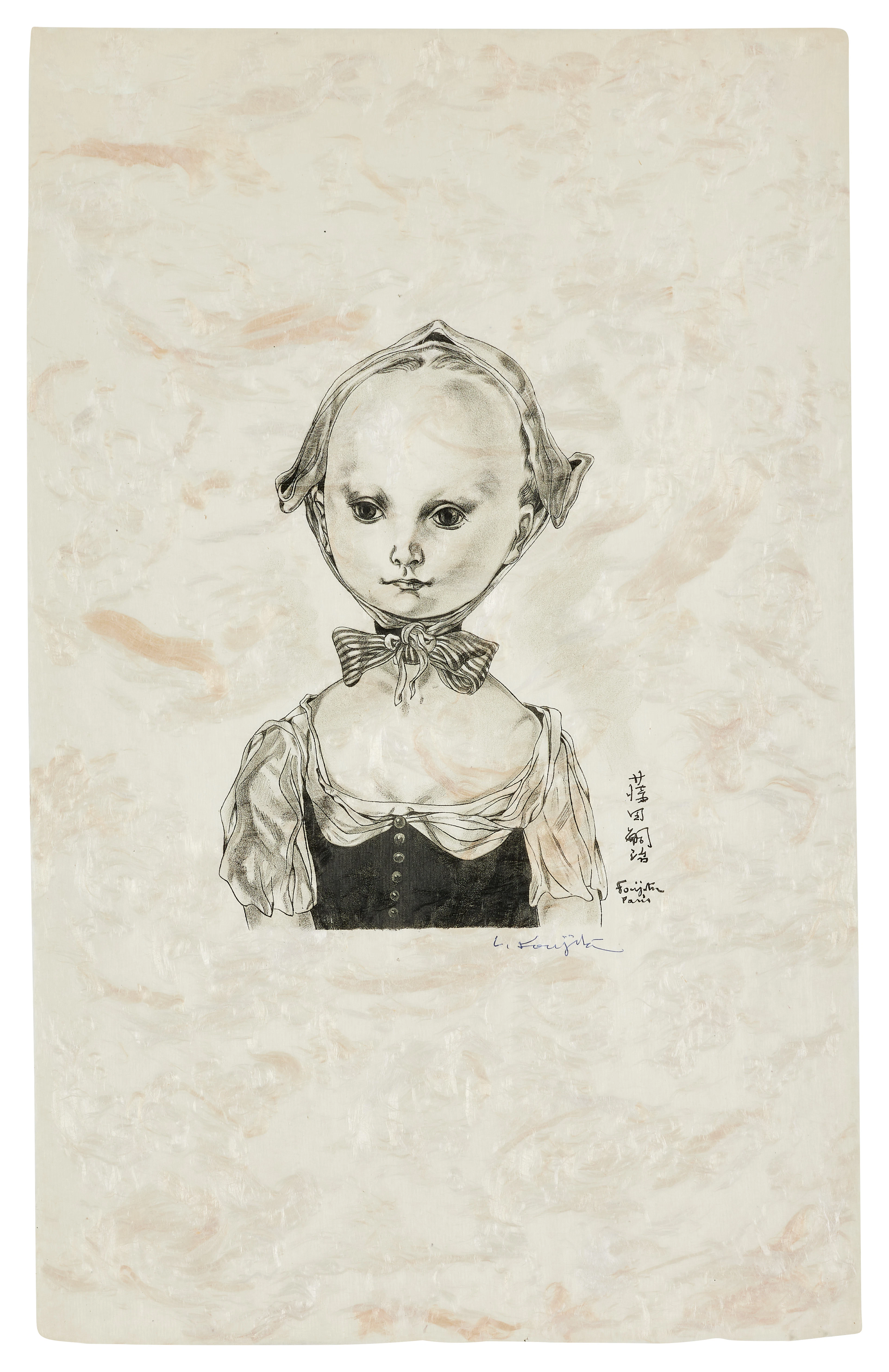 Léonard Tsuguharu FOUJITA 1886 - 1968 Jeune fille au bonnet - 1957