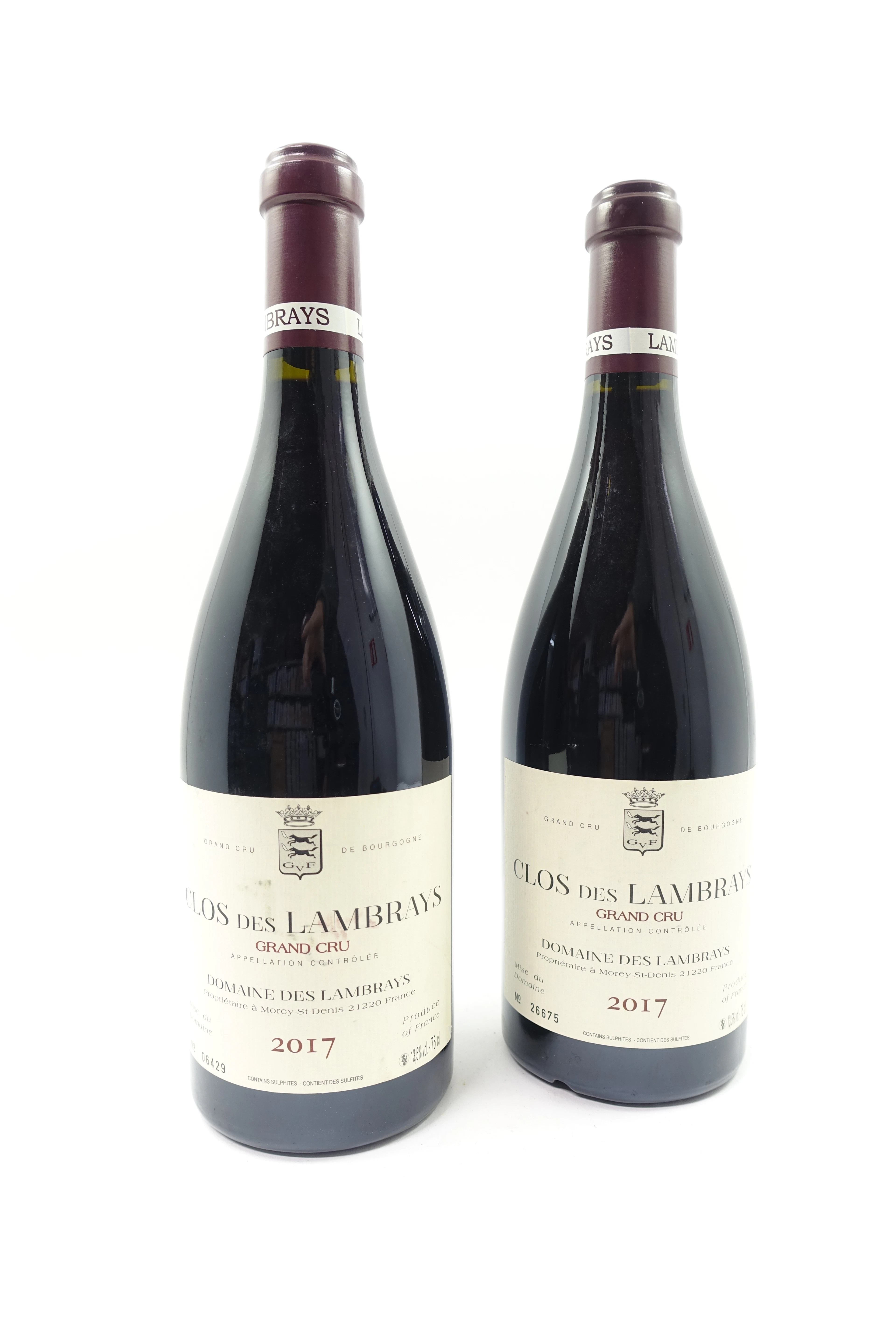 2 bts CLOS DES LAMBRAYS 2017 Grand Cru. Domaine des Lambrays