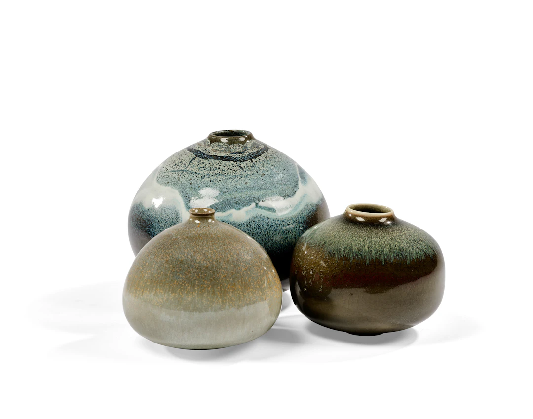 René BEN LISA (Français - 1926-1995) Vases boule à petit col ourlé - circa 1987