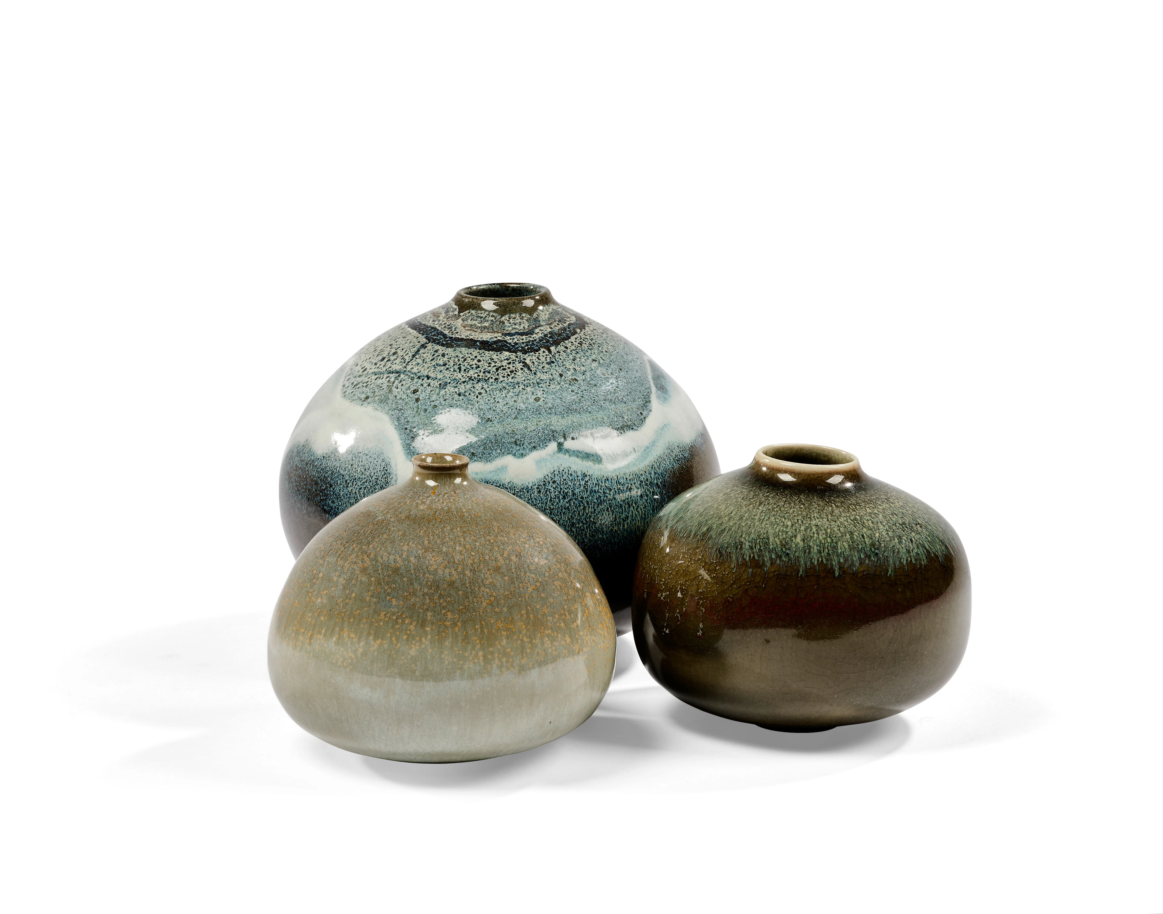 René BEN LISA (Français - 1926-1995) Vases boule à petit col ourlé - circa 1987