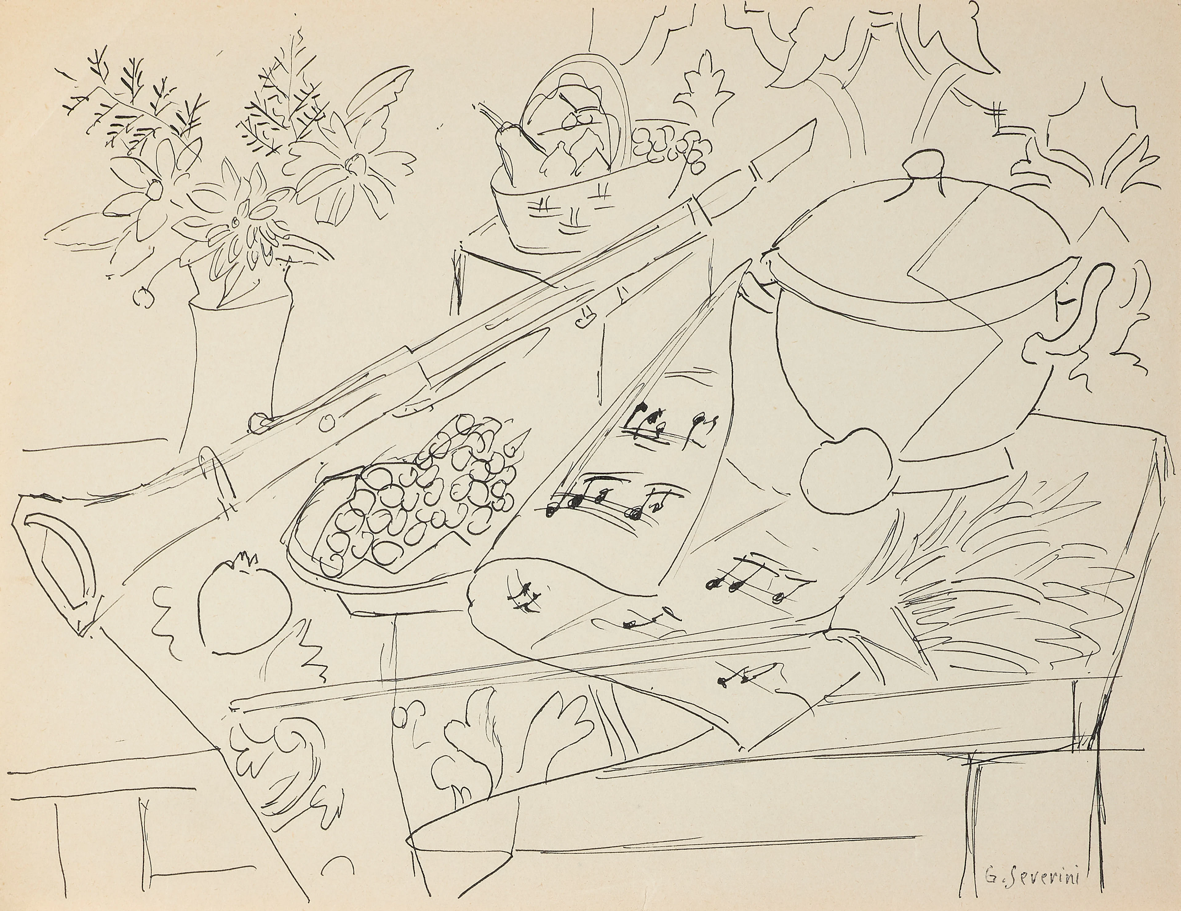 Gino SEVERINI 1883-1966 Nature morte - 1946
