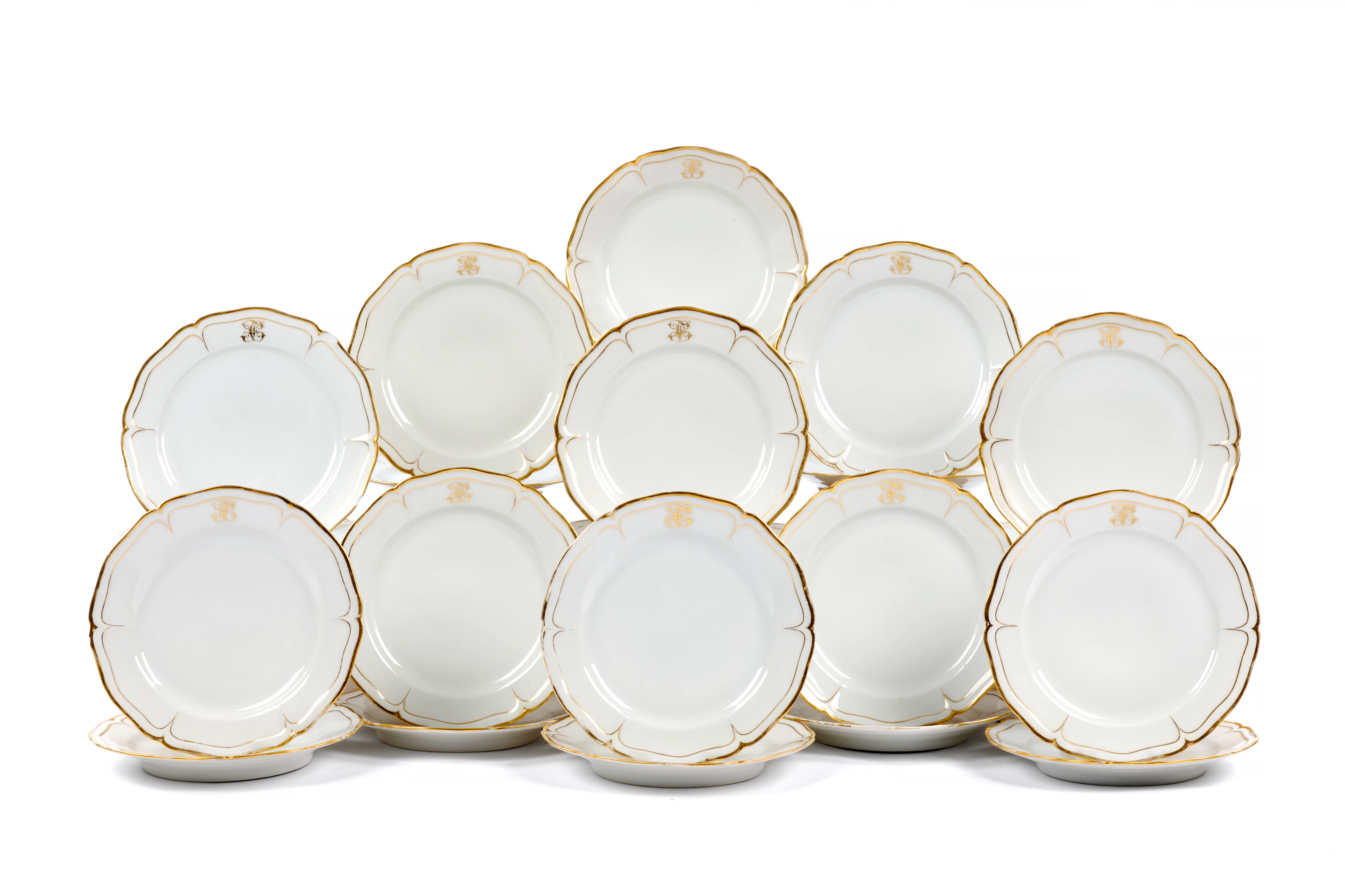 ENSEMBLE DE VINGT-DEUX ASSIETTES À DESSERT EN PORCELAINE DE PARIS