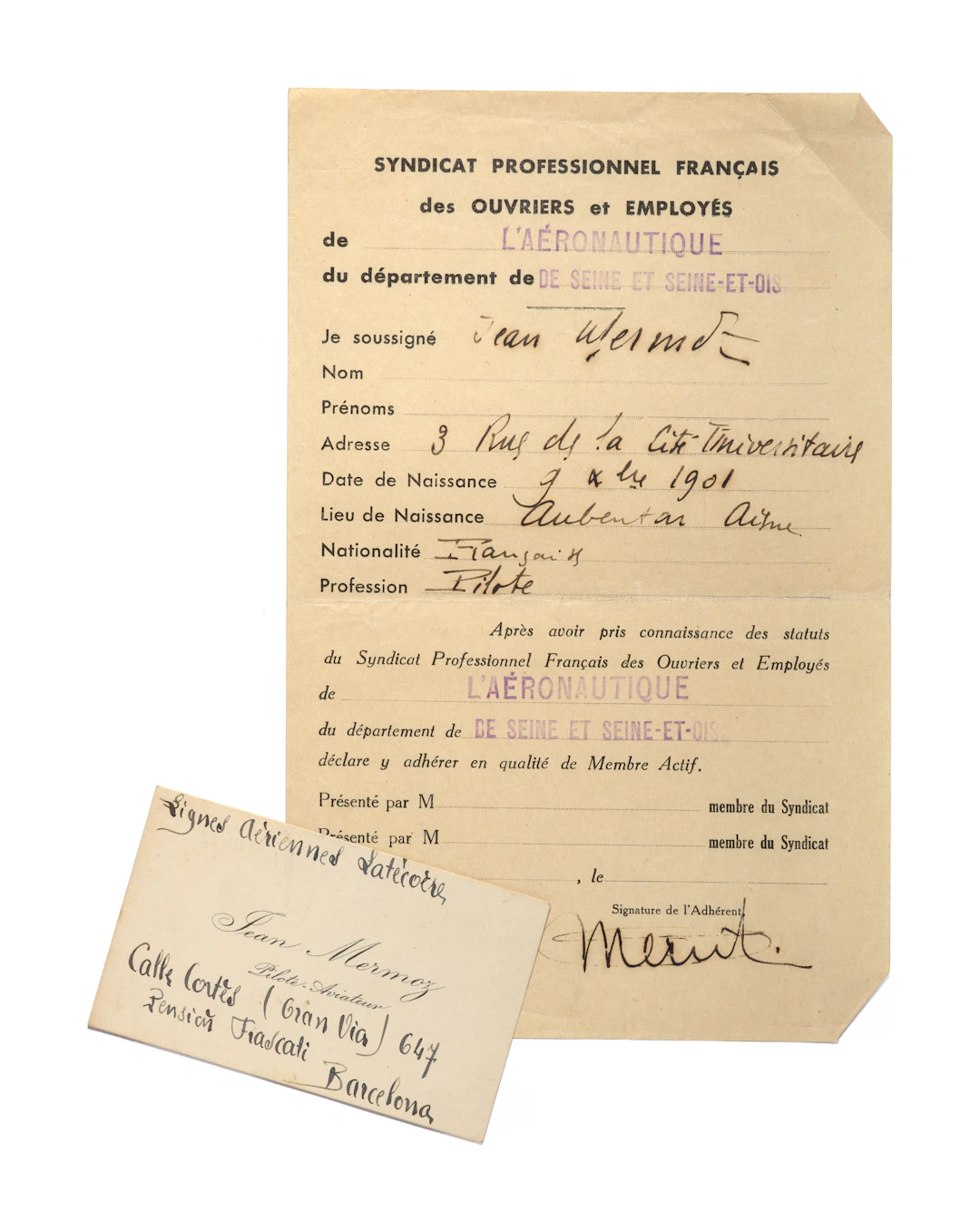 MERMOZ Jean MERMOZ Jean