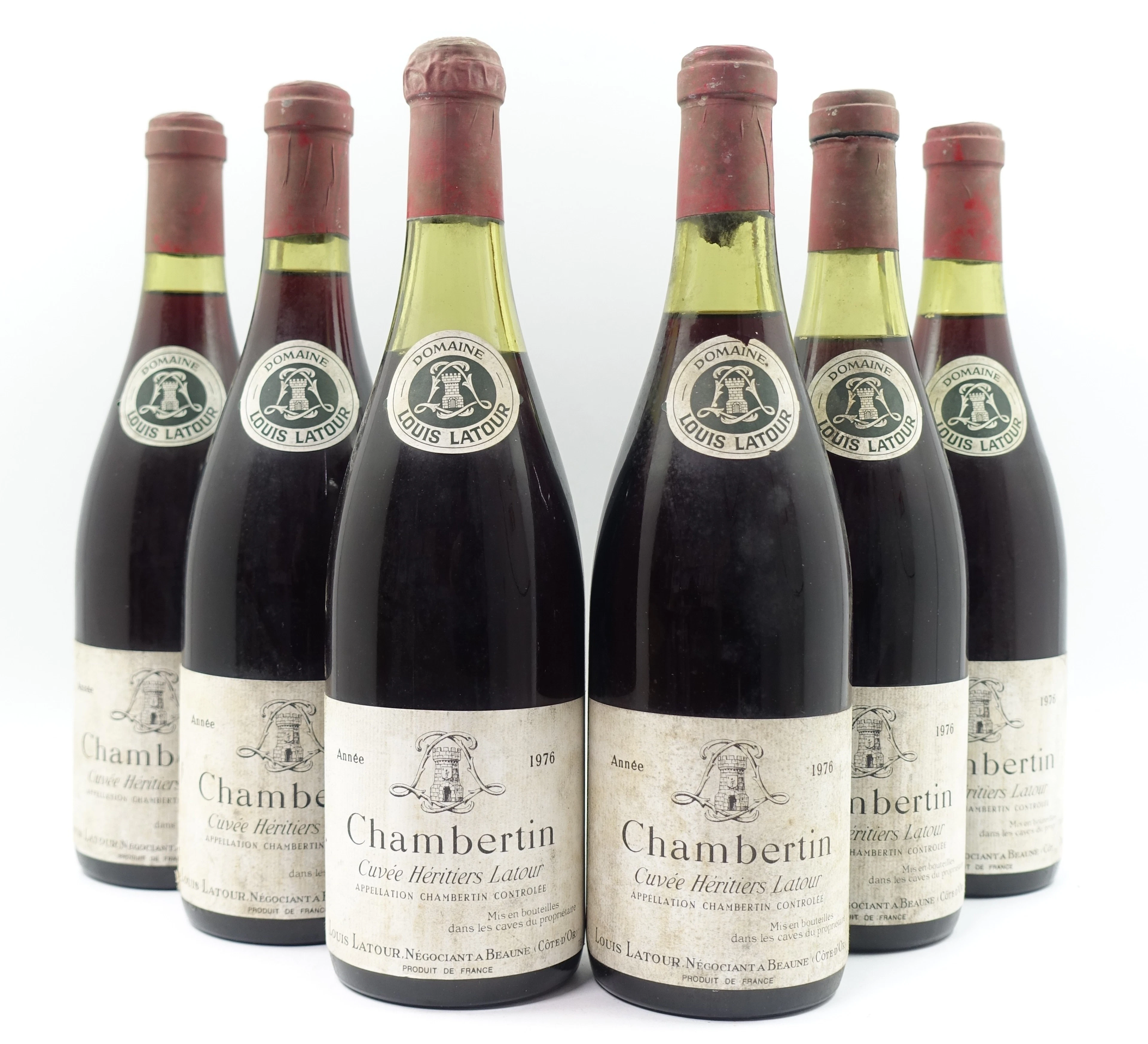 6 bts CHAMBERTIN 1976 Grand Cru. Cuvée Héritier Latour. Louis Latour