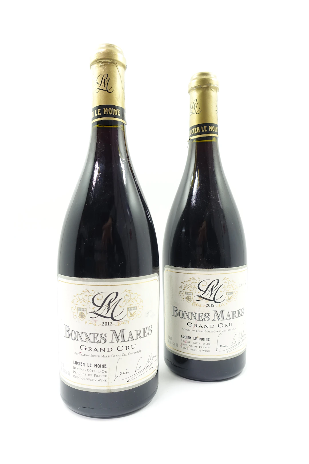 2 bts BONNES MARES 2012 Grand Cru. Lucien Le Moine