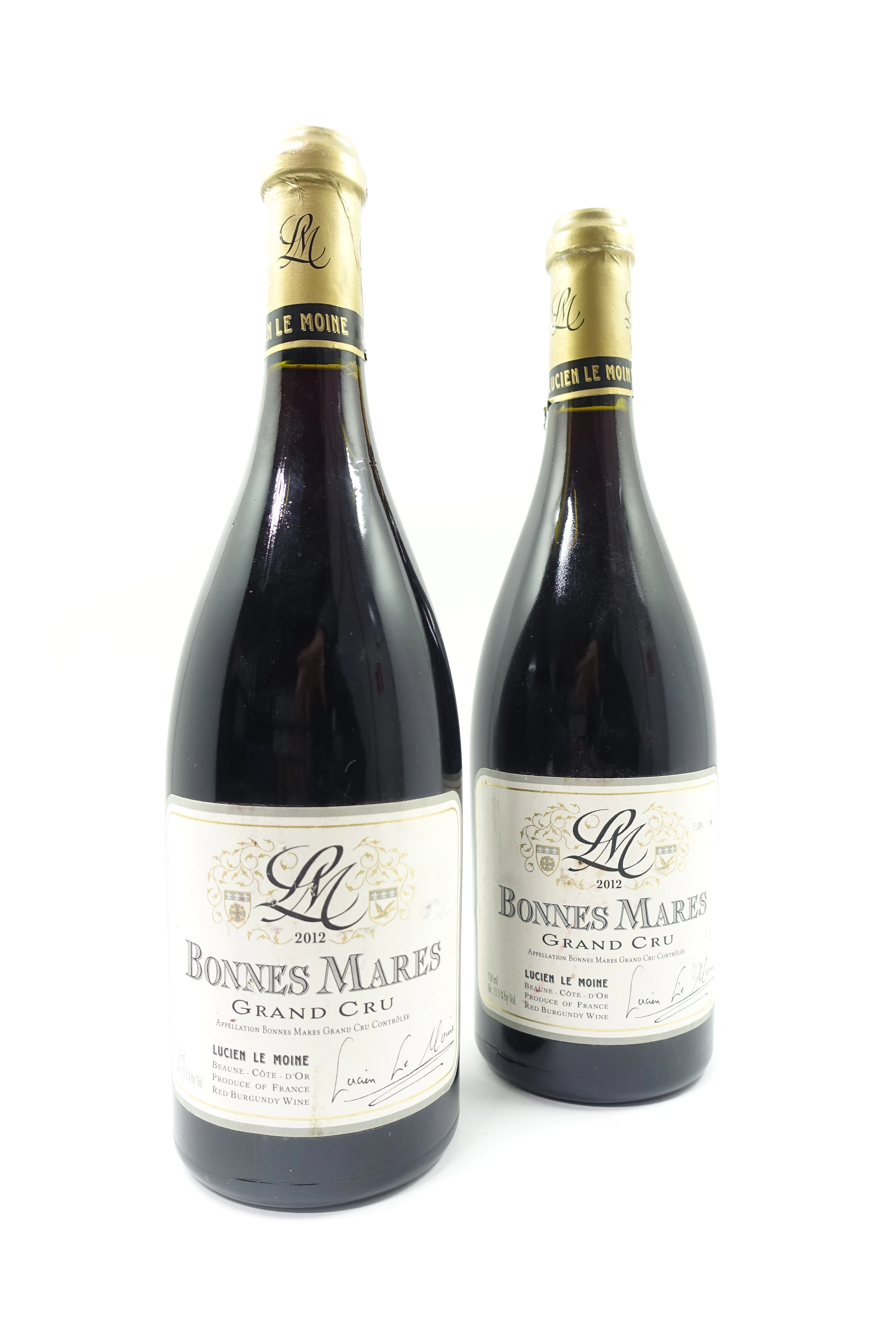 2 bts BONNES MARES 2012 Grand Cru. Lucien Le Moine