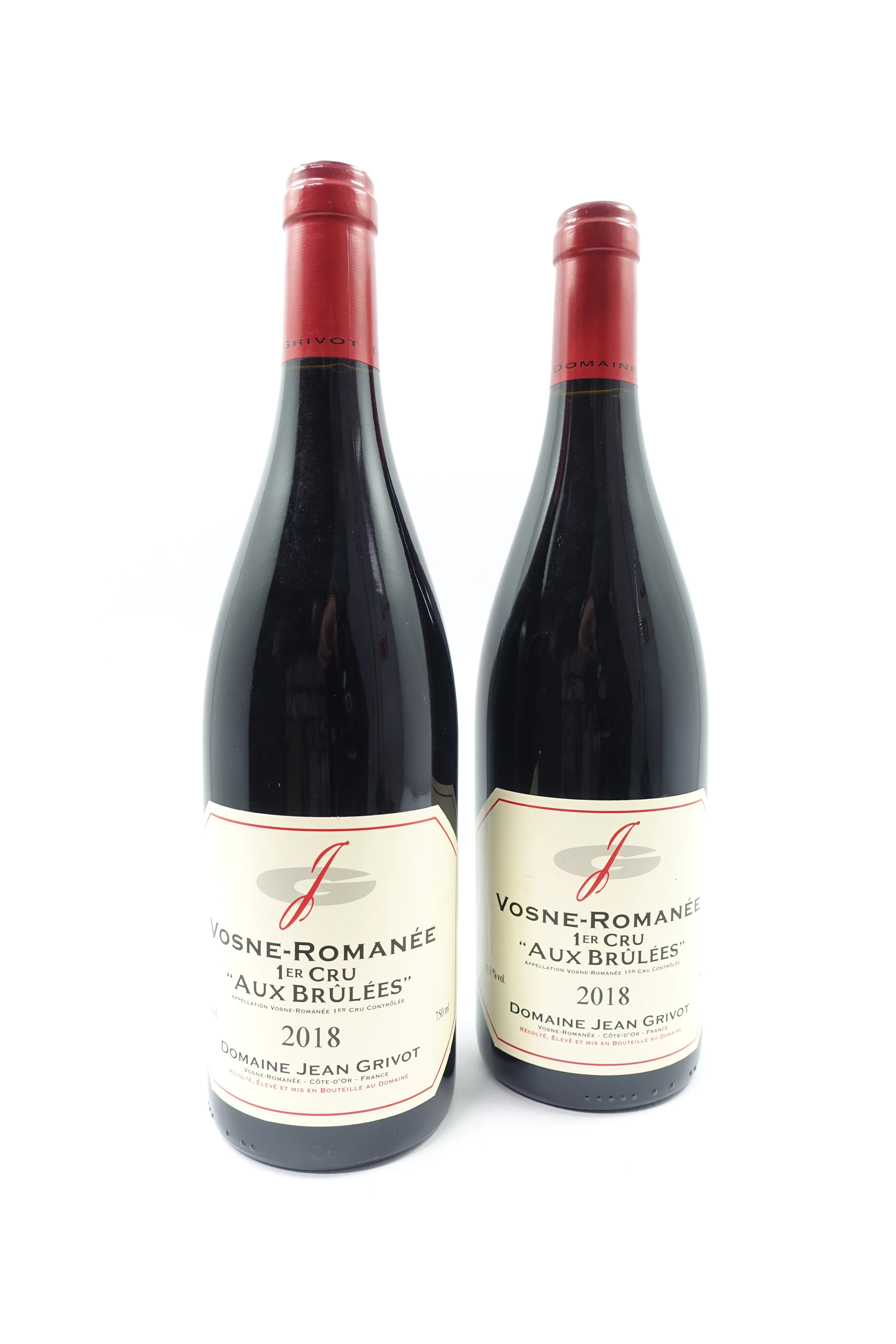 2 bts VOSNE ROMANEE 2018 1er Cru Aux Brûlées. Domaine Jean Grivot