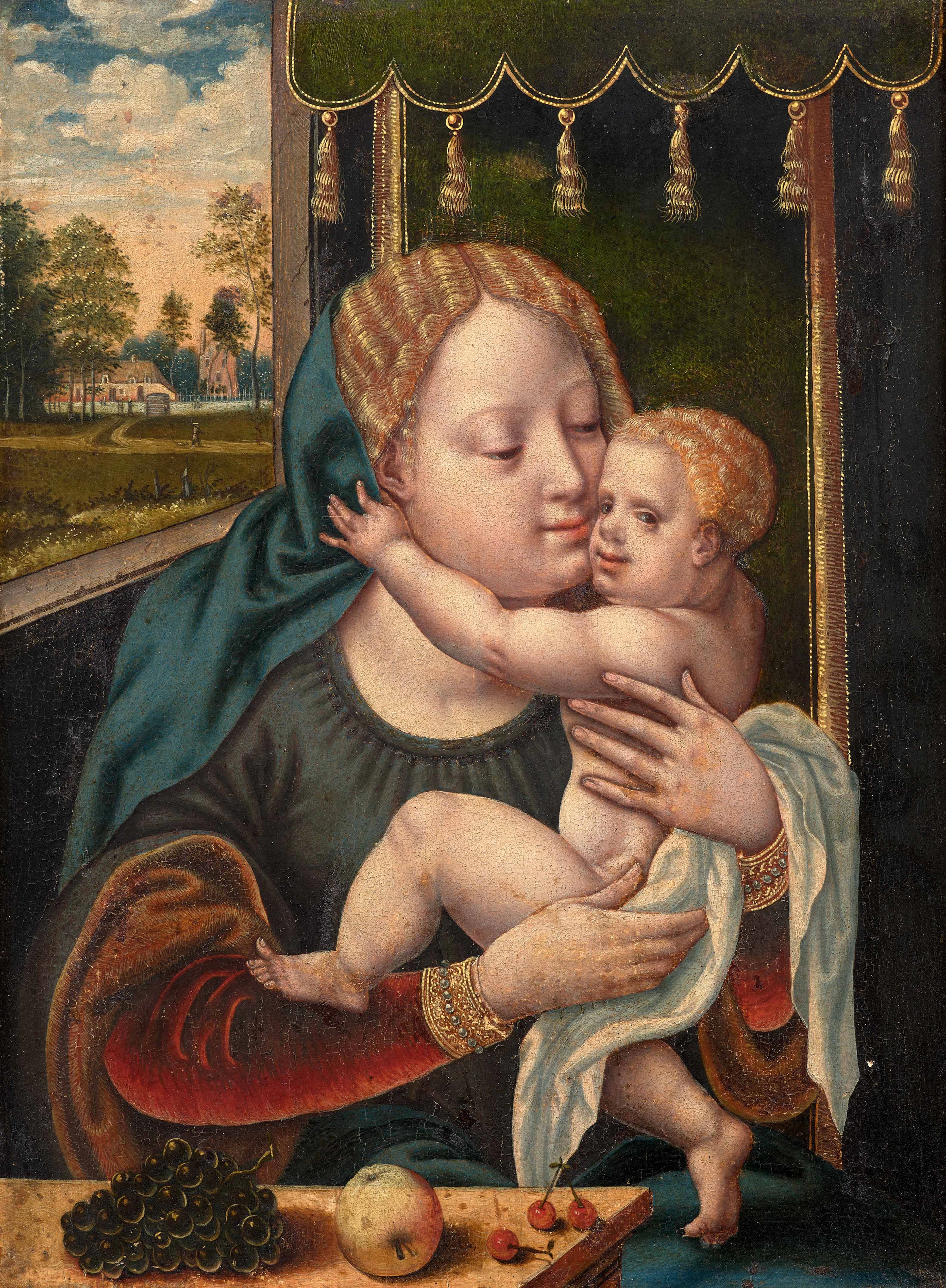 Ecole anversoise du XVIe siècle Entourage de Joos van Cleve Vierge à l'Enfant