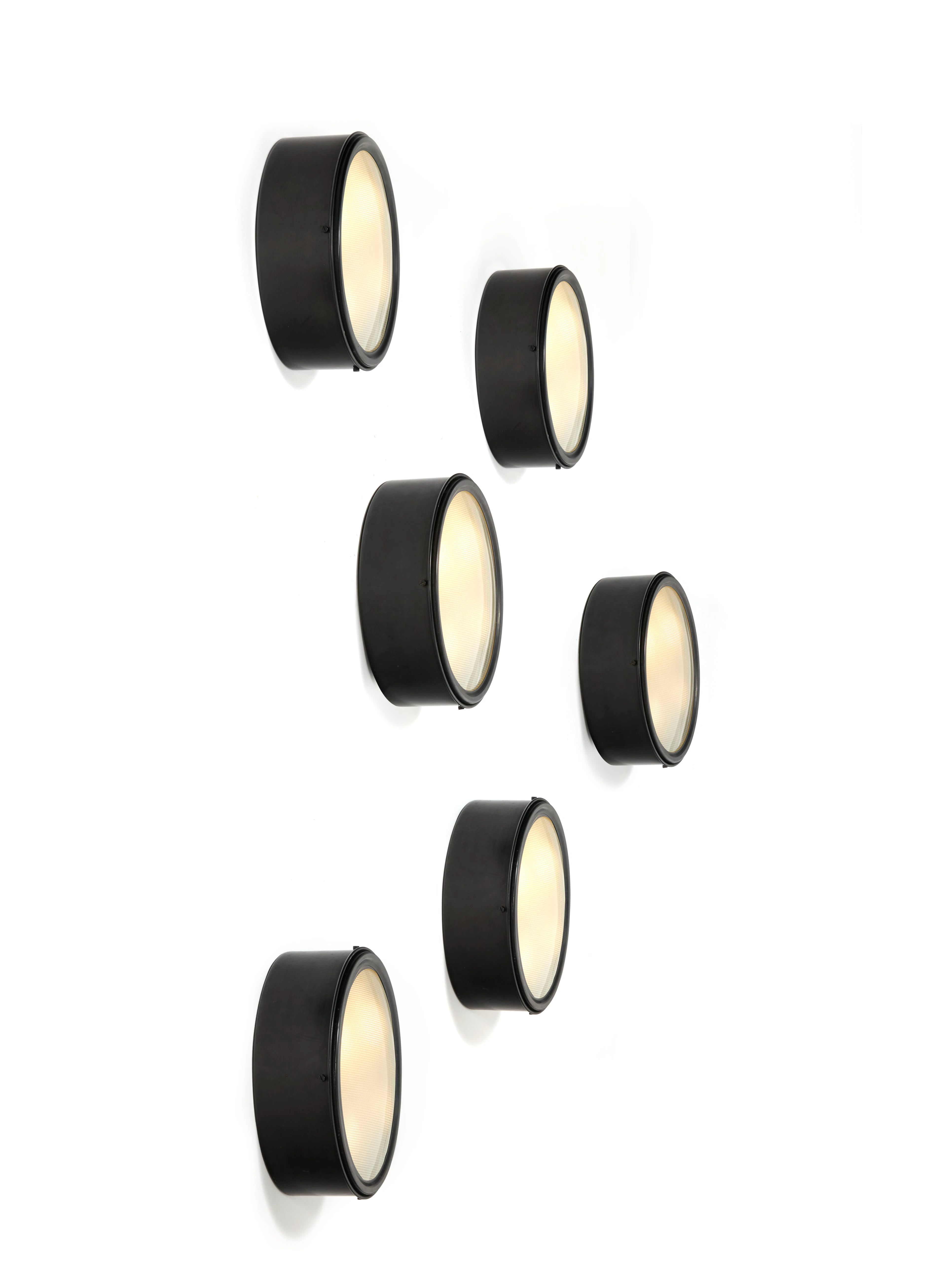 Gino SARFATTI 1912-1985 Ensemble de six appliques / plafonniers mod.