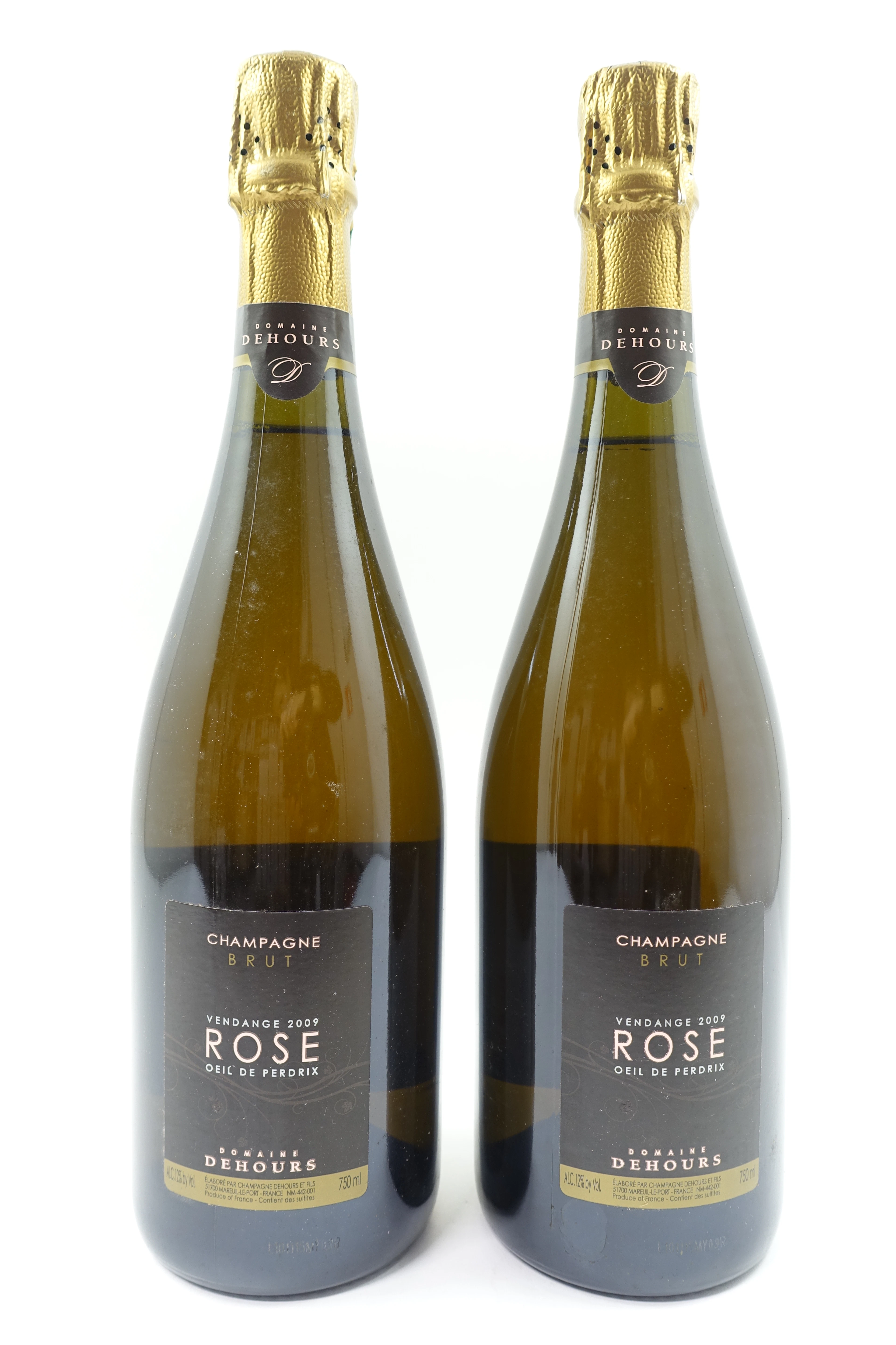 4 bts CHAMPAGNE DEHOURS 2009 Brut Rosé. Oeil de perdrix.