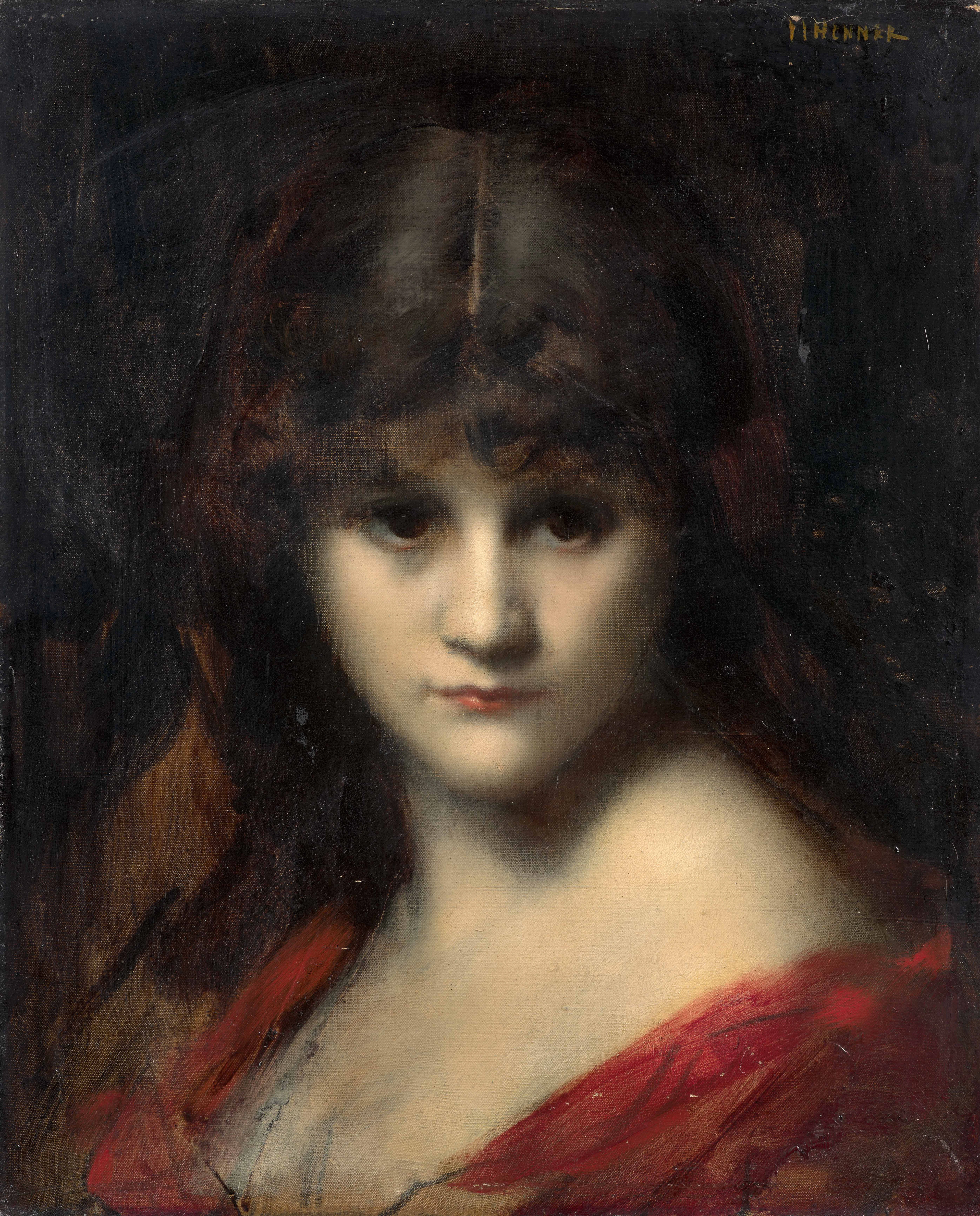 Jean-Jacques HENNER Bernwiller, 1829 - Paris, 1905 Tête de jeune fille